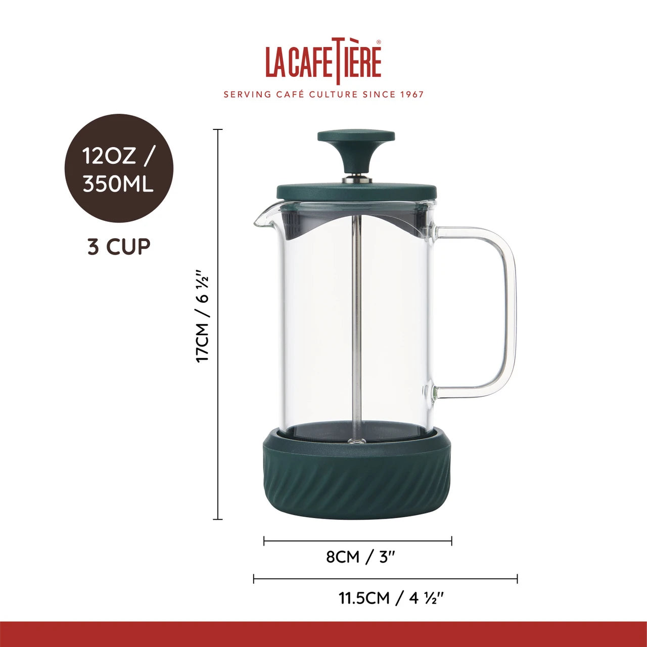La Cafetière Zero Glass Cafetière 3 Cup / 350ml (Green)