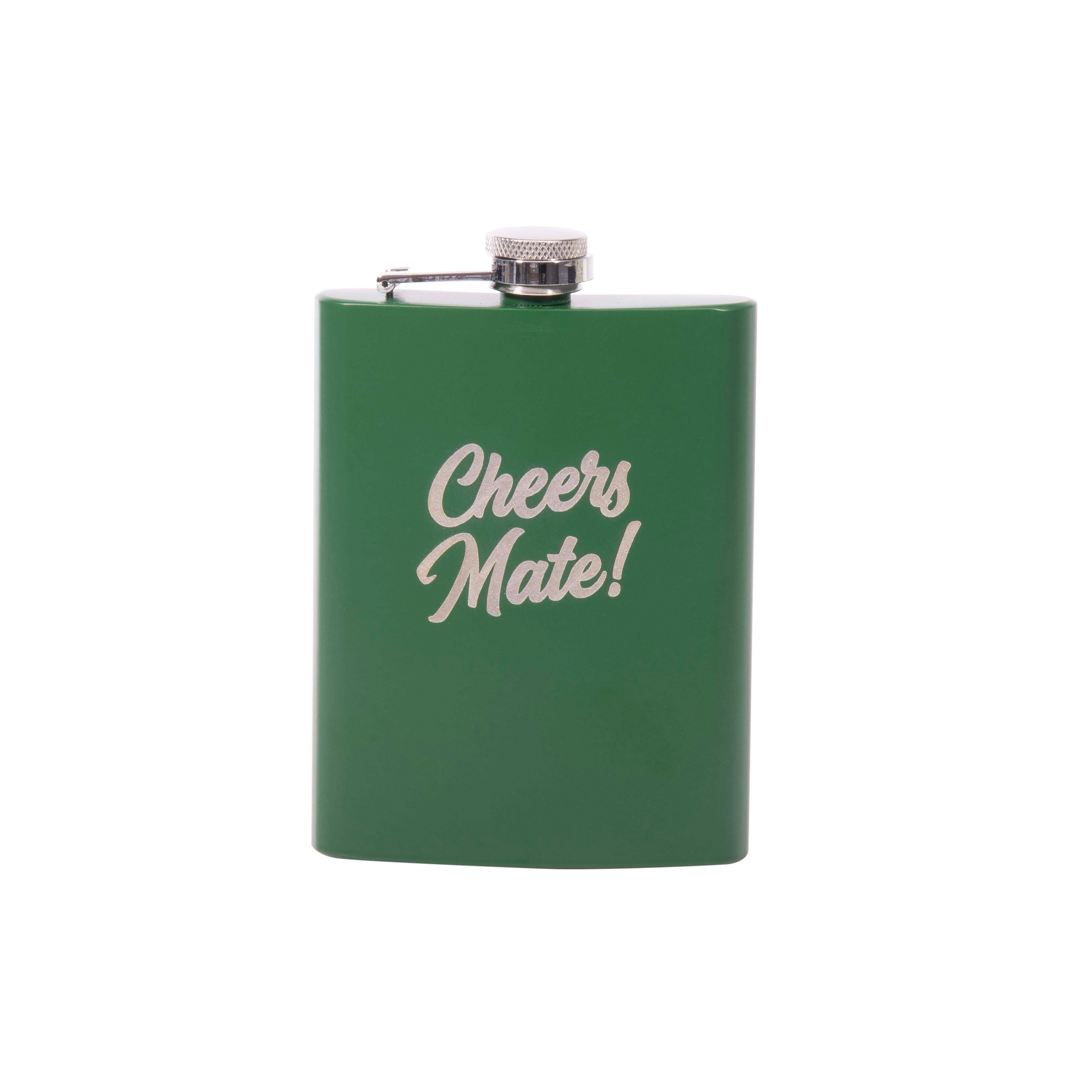 Australian Collection Cheers Mate Hip Flask Green