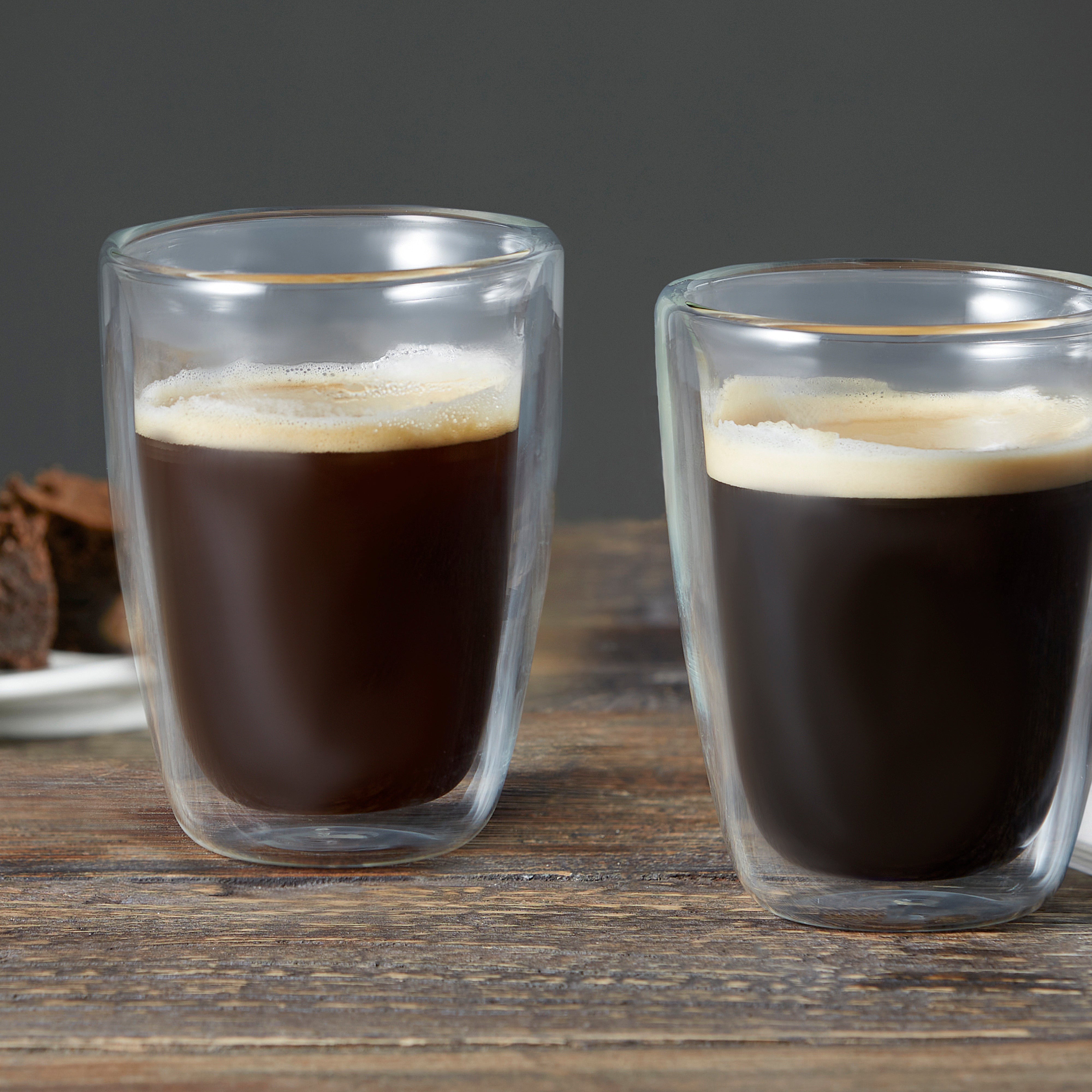 Leaf & Bean Double Wall Glass 2 Piece Set 350ml Wide Clear
