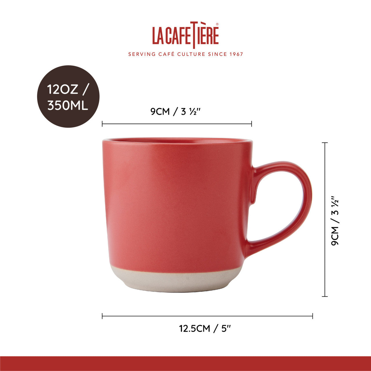 La Cafetière Ceramic Coffee Mug 350ml (Red)
