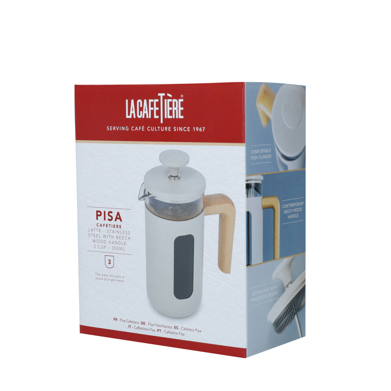 La Cafetière Pisa Stainless Steel Cafetière 3 Cup / 350ml (Latte)