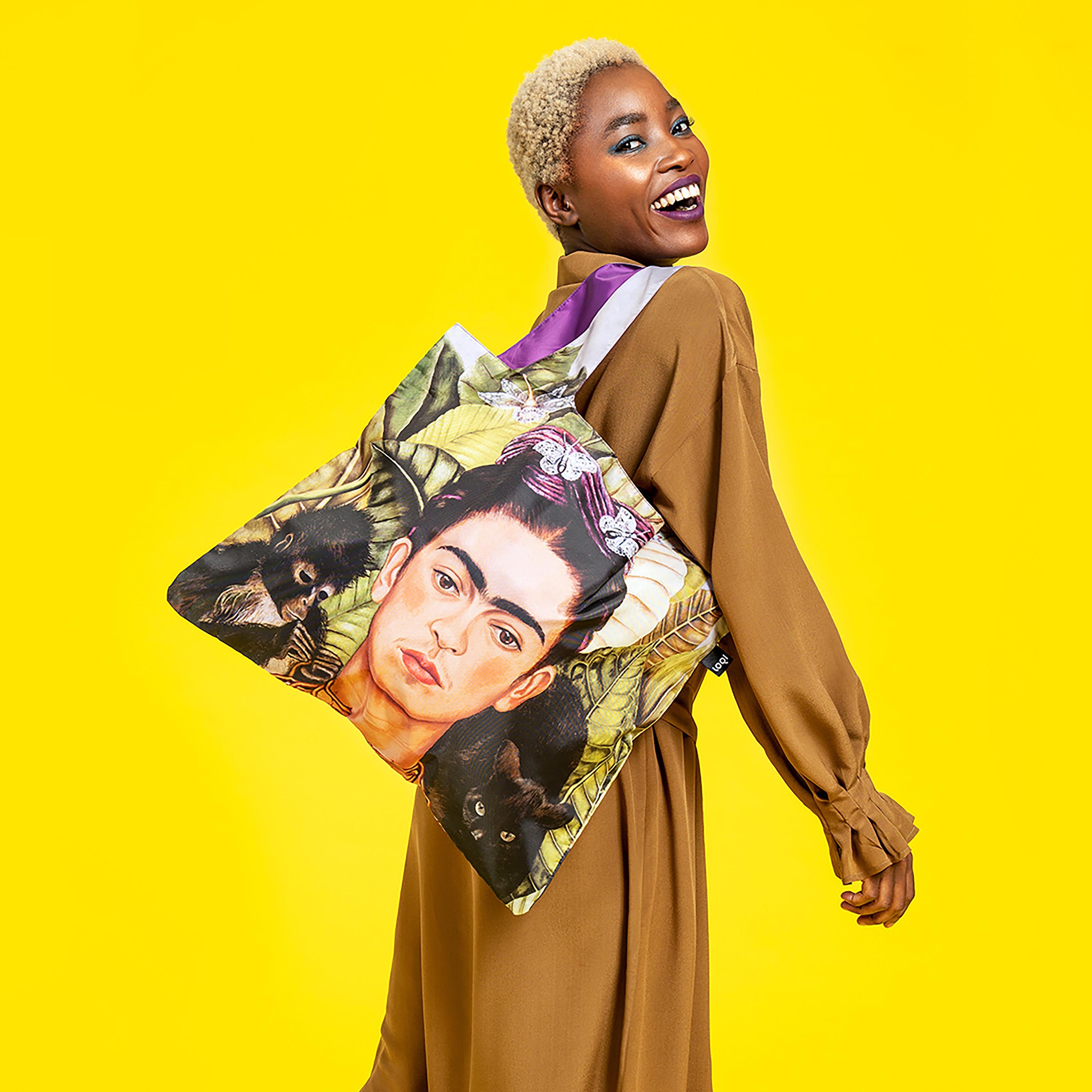 LOQI Frida Kahlo Self Portrait Hummingbird Tote Bag
