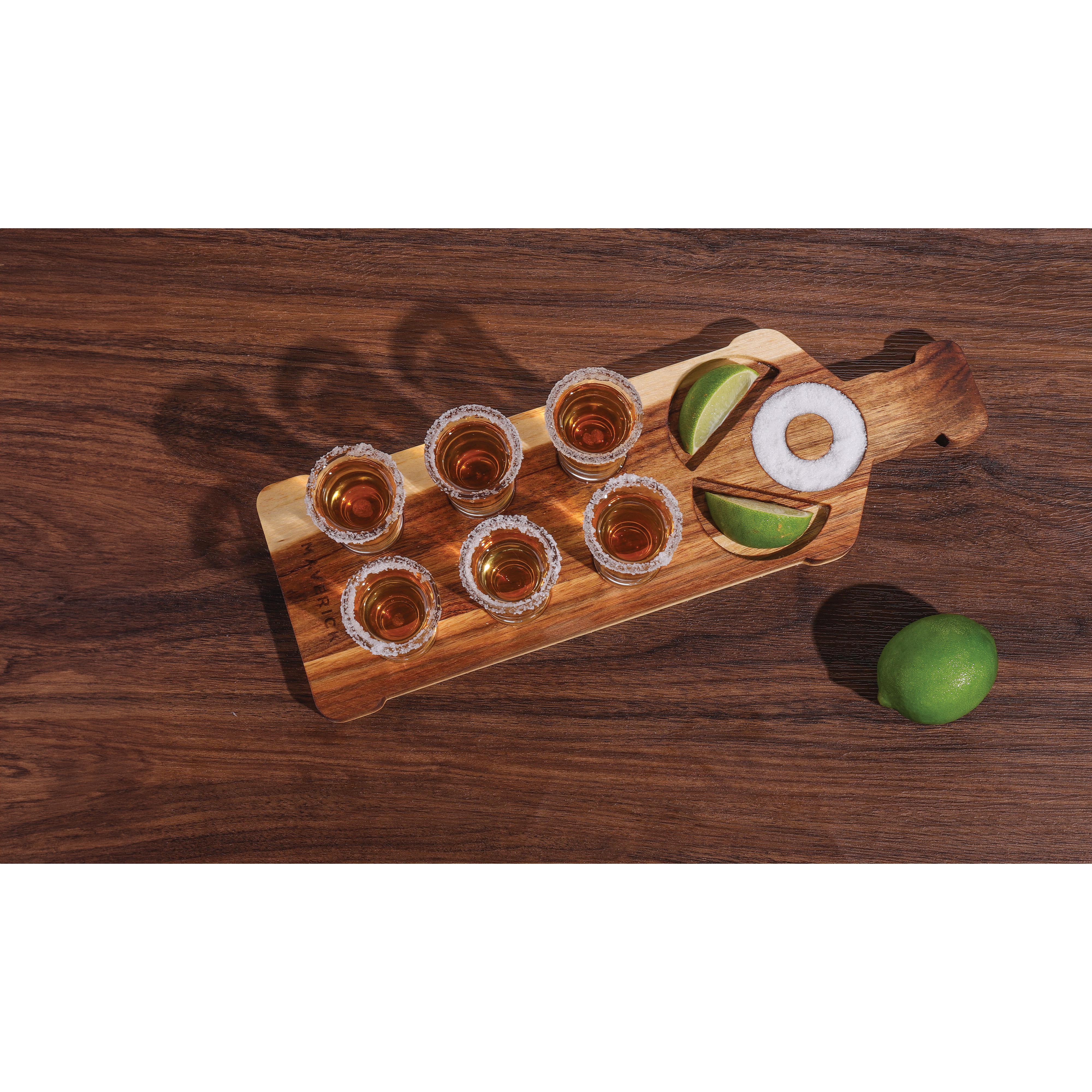 Maverick Tequila Board and Shot Glass Set