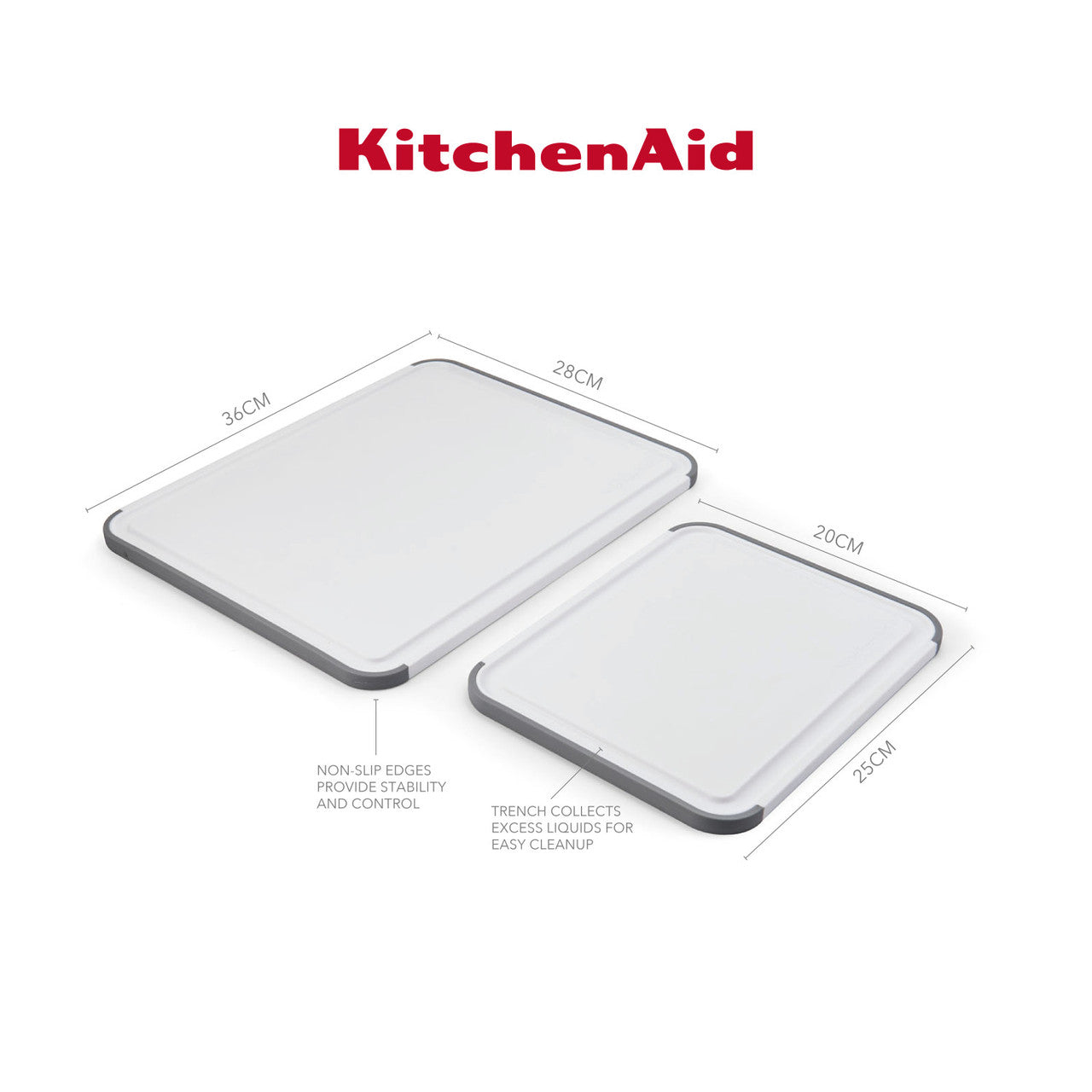 KitchenAid Classic 2 Piece Polypropylene Chopping Board Set 20 x 25cm & 35 x 28cm