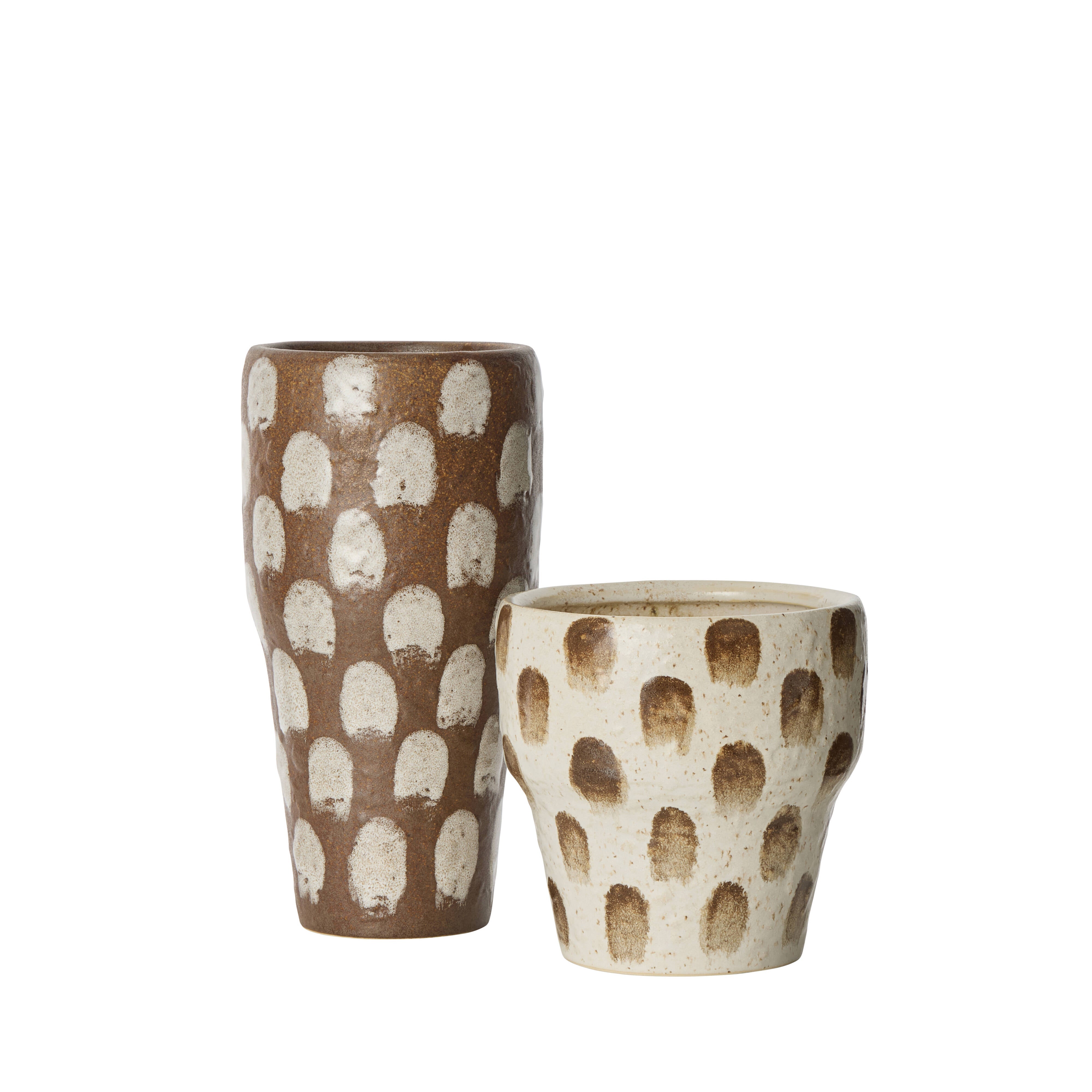 Amalfi Soren Dab Vase White & Brown