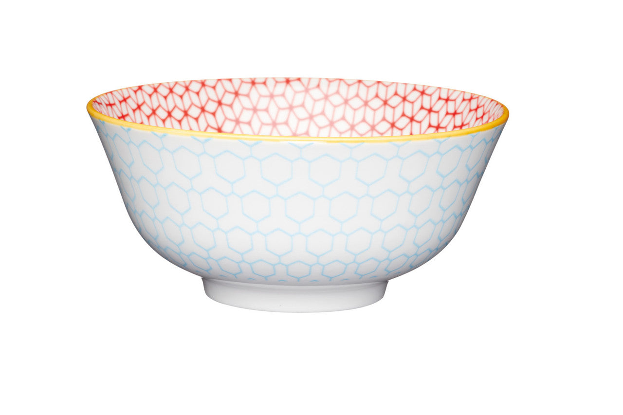 Mikasa Glazed Stoneware Bowl 15.5cm (Geometric Blue)