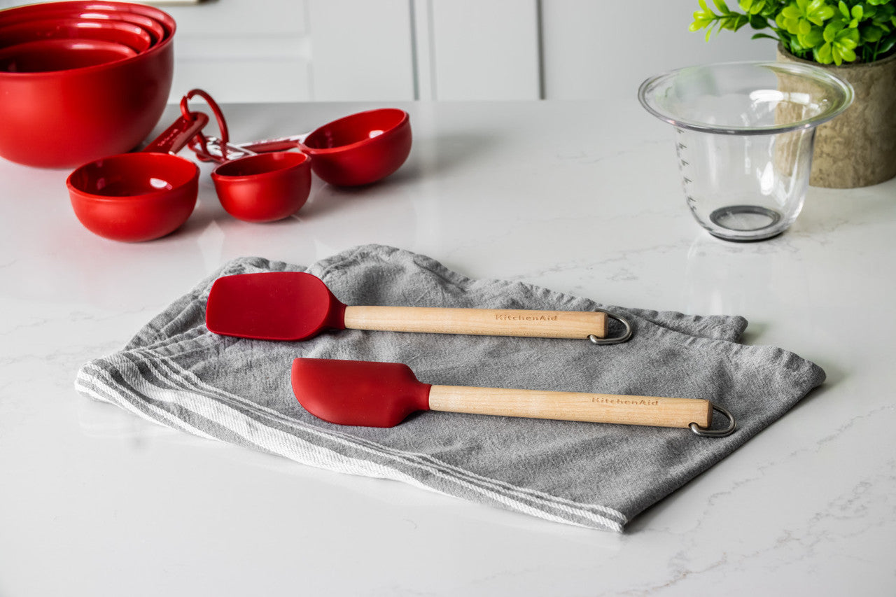 KitchenAid 2 Piece Mini Birchwood Spatula Set (Empire Red)