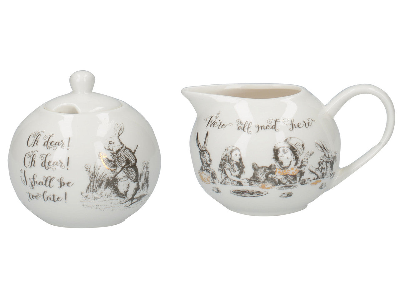 V&A Alice in Wonderland Sugar Bowl & Creamer Set