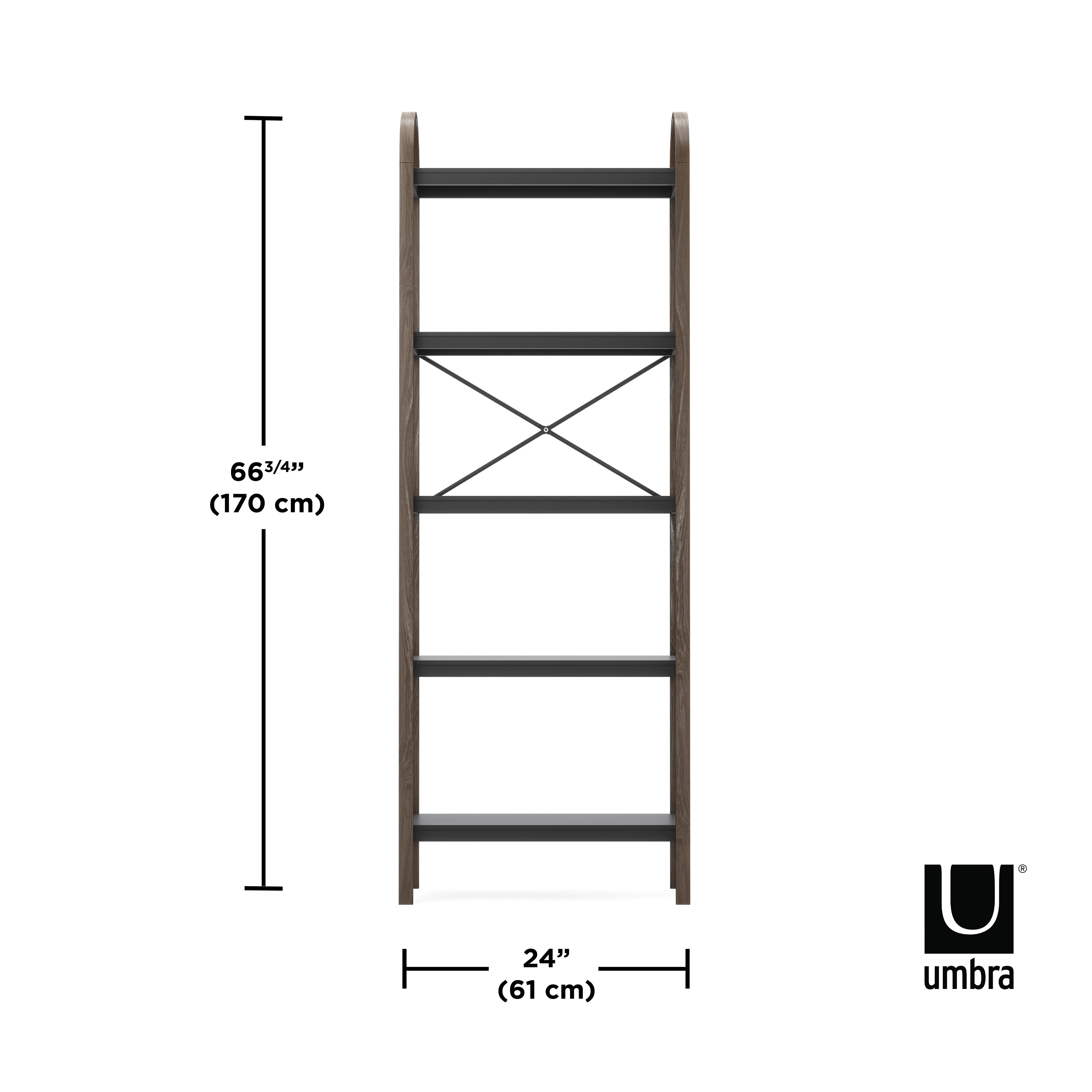 Umbra Bellwood Freestanding Shelf 5 Tier Black & Walnut