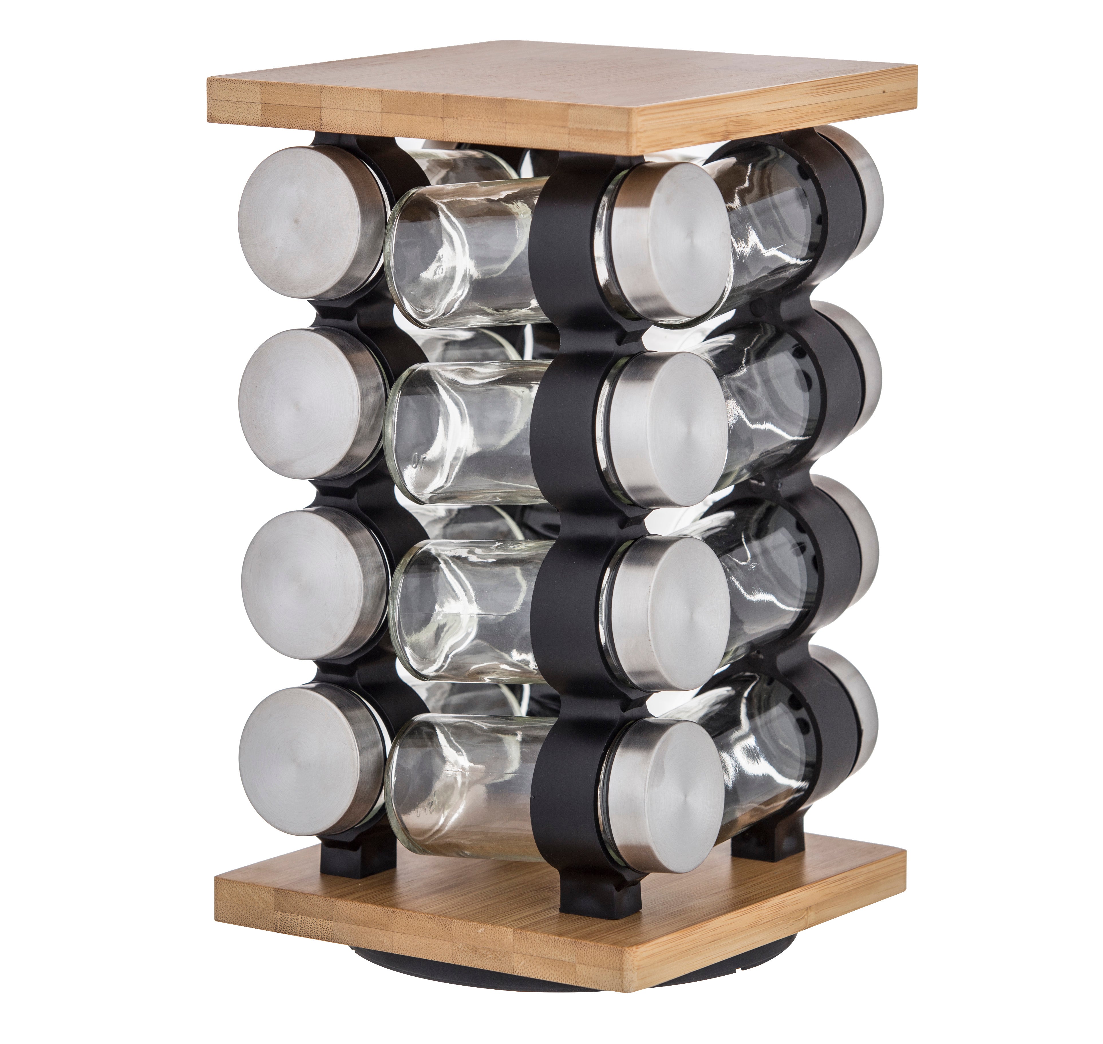 Davis & Waddell Romano Spice Jar Set with Rack 16 Piece Set Natural & Clear