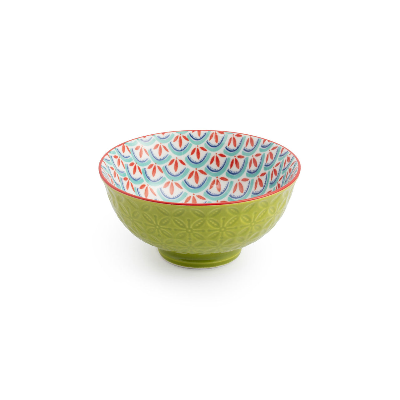 Mikasa Stoneware Nibble Bowl 12cm (Green & Blue Geometric)