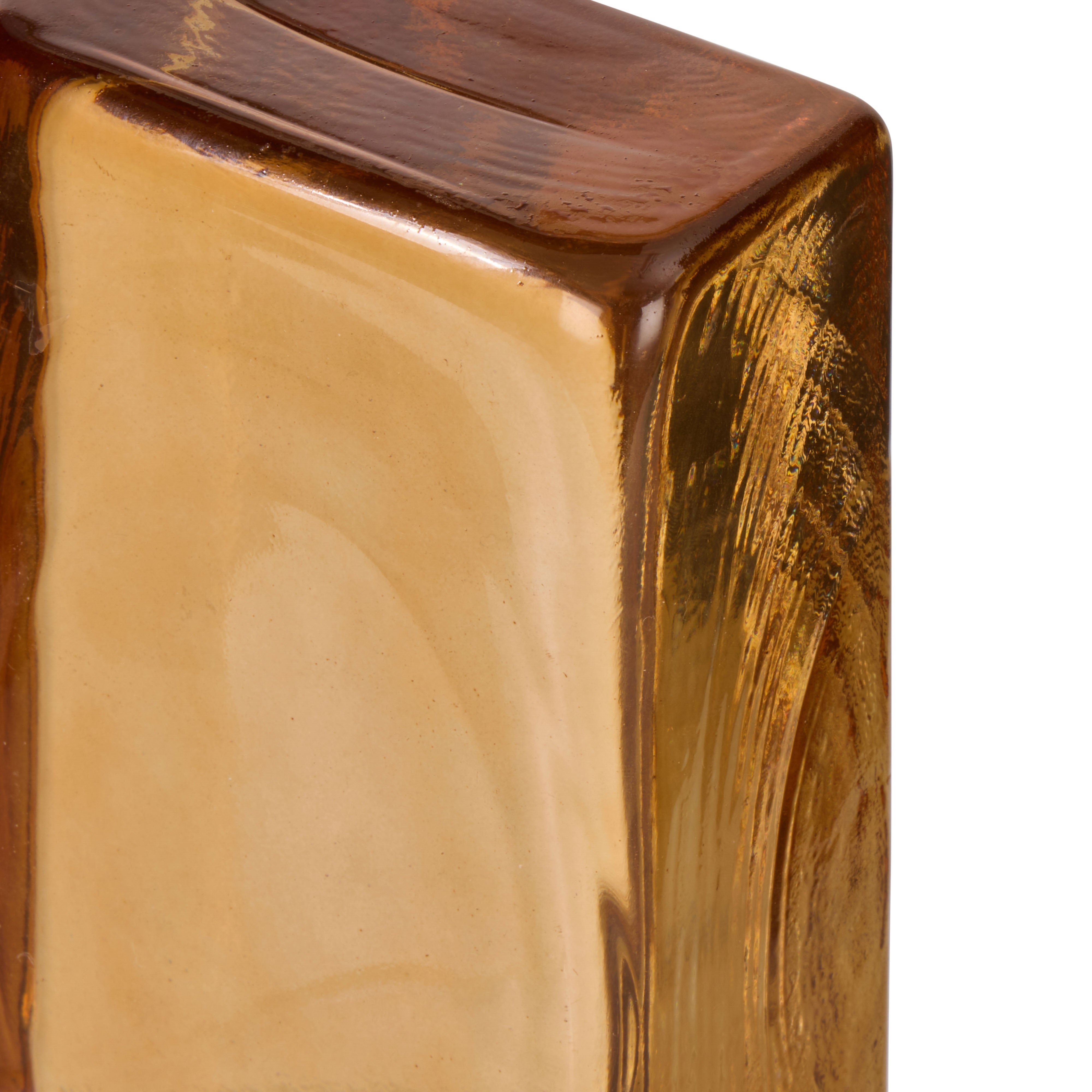 Amalfi Bernard Glass Brick Sculpture Amber