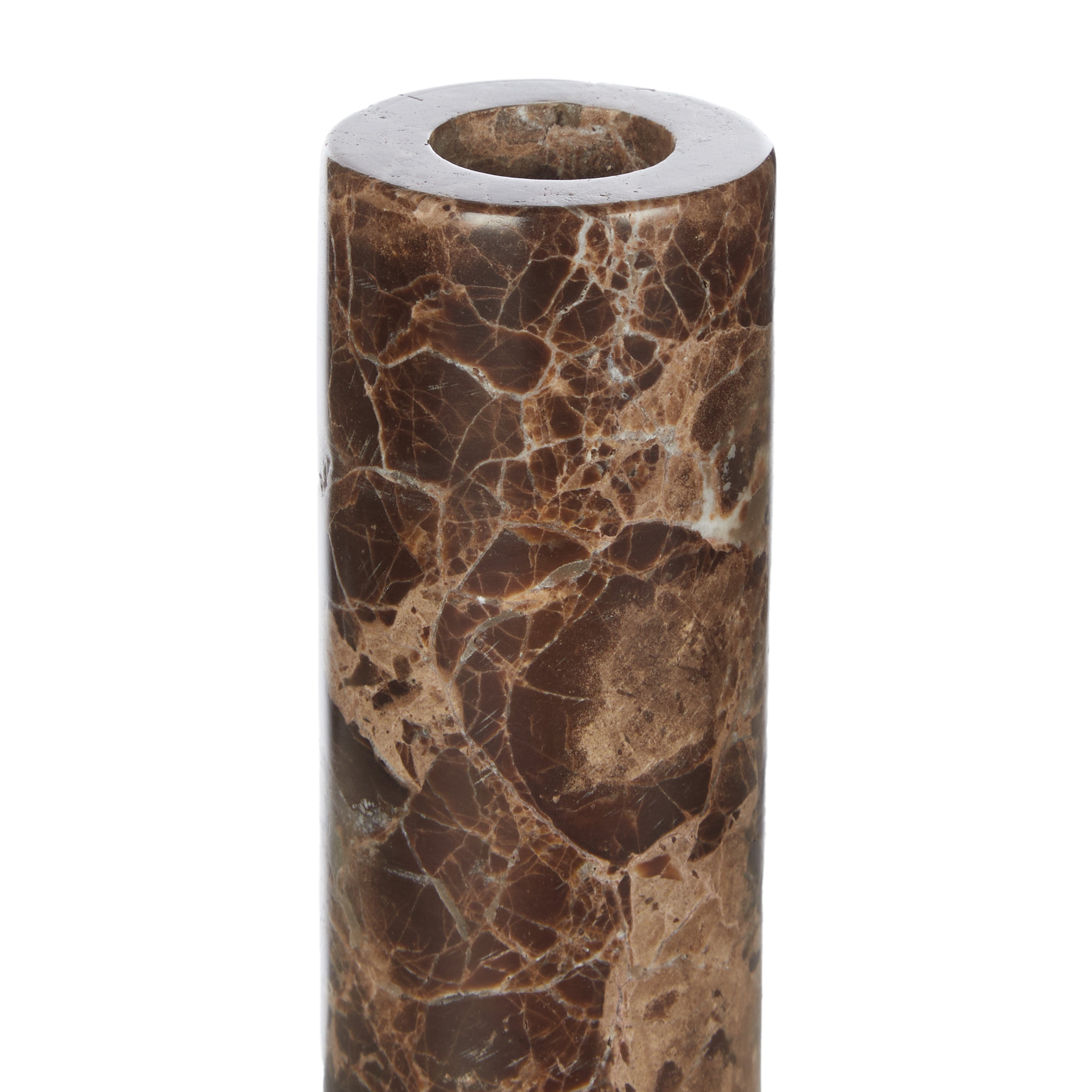 Academy Albert Marble Candle Holder Large Brown