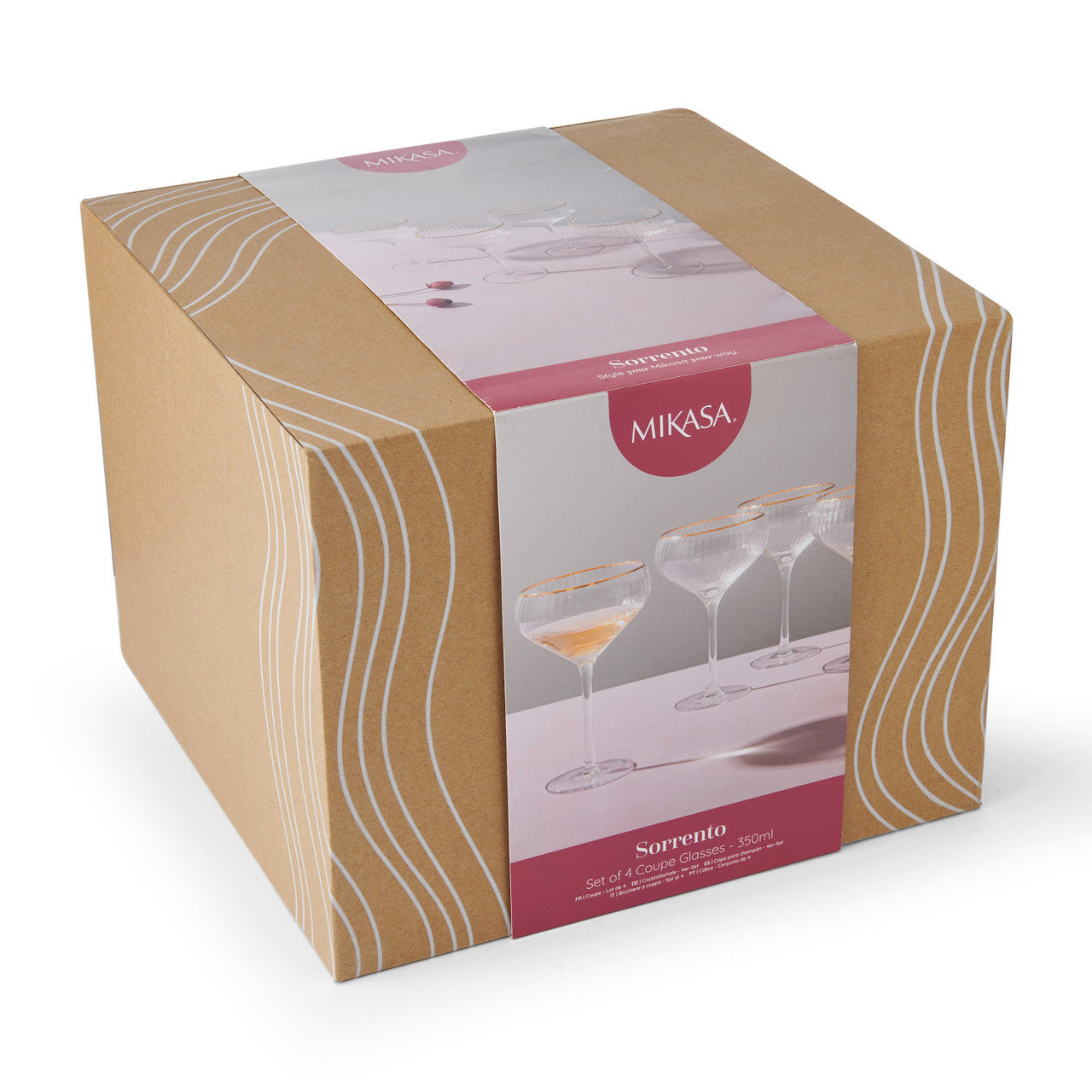 Mikasa Sorrento Champagne Coupe Glass Set 4 Piece 350ml