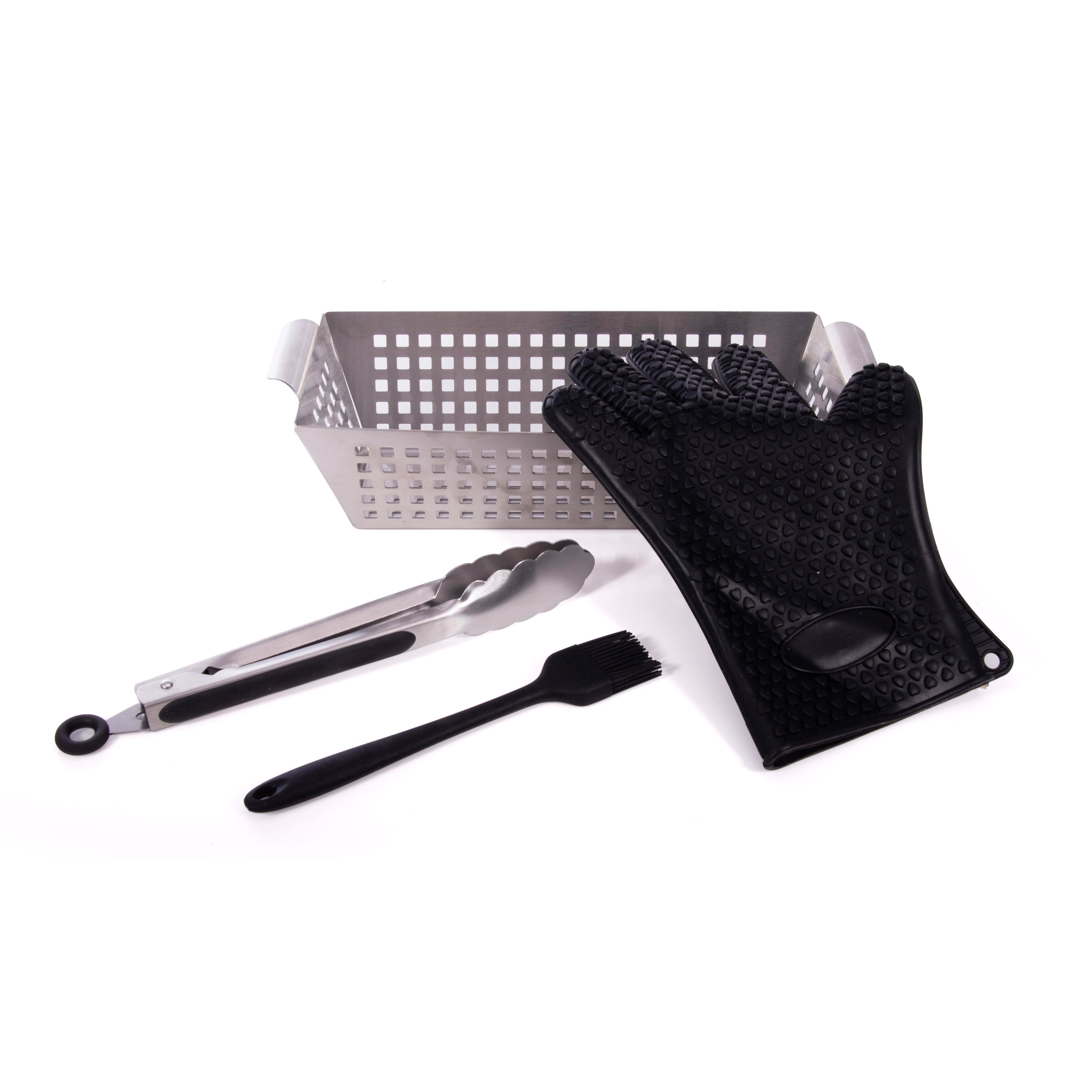Maverick BBQ Grill Basket Set 4 Piece Silver