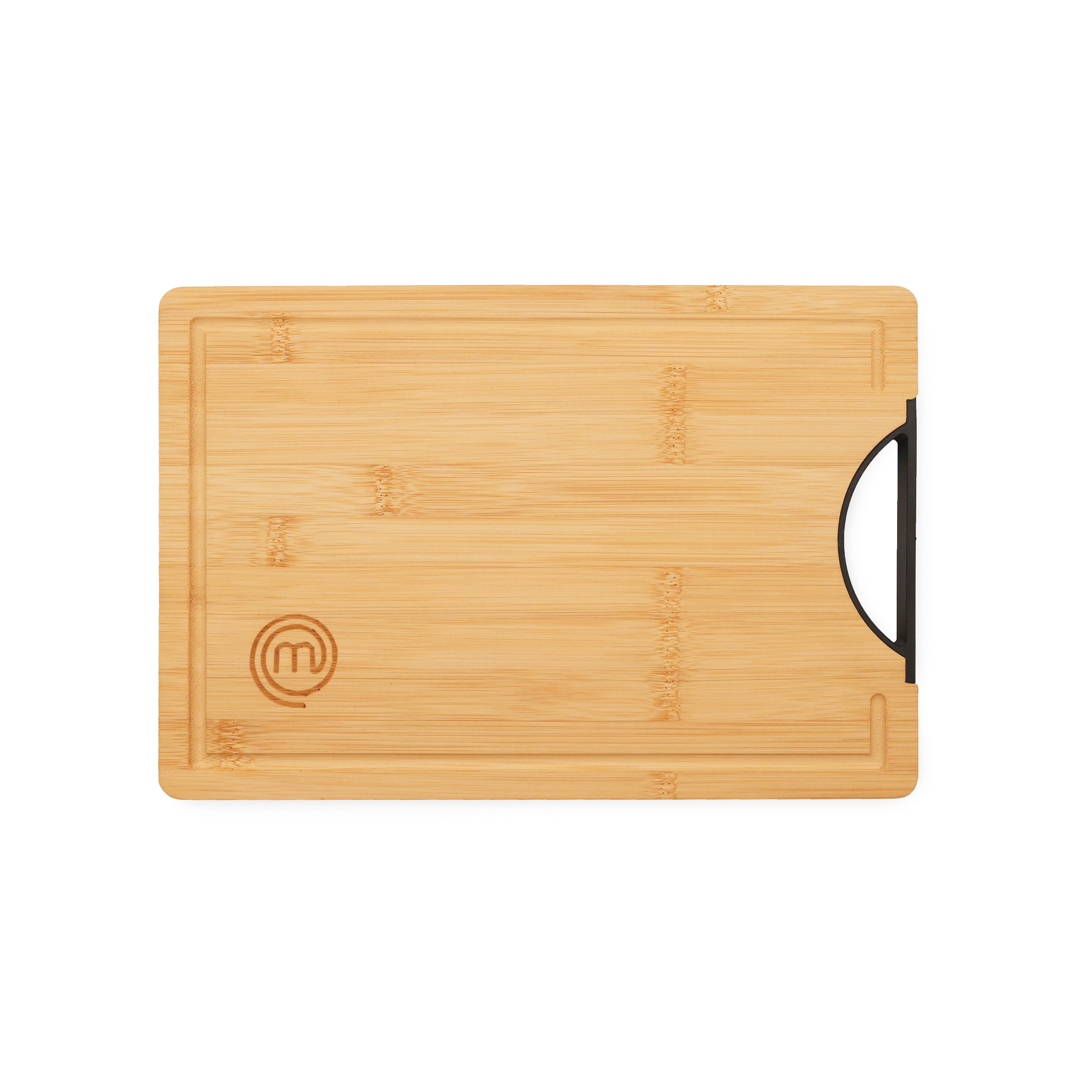 MasterChef Noiranja GripWood Board with Handle 38.5x27.5x1.5cm Natural & Black