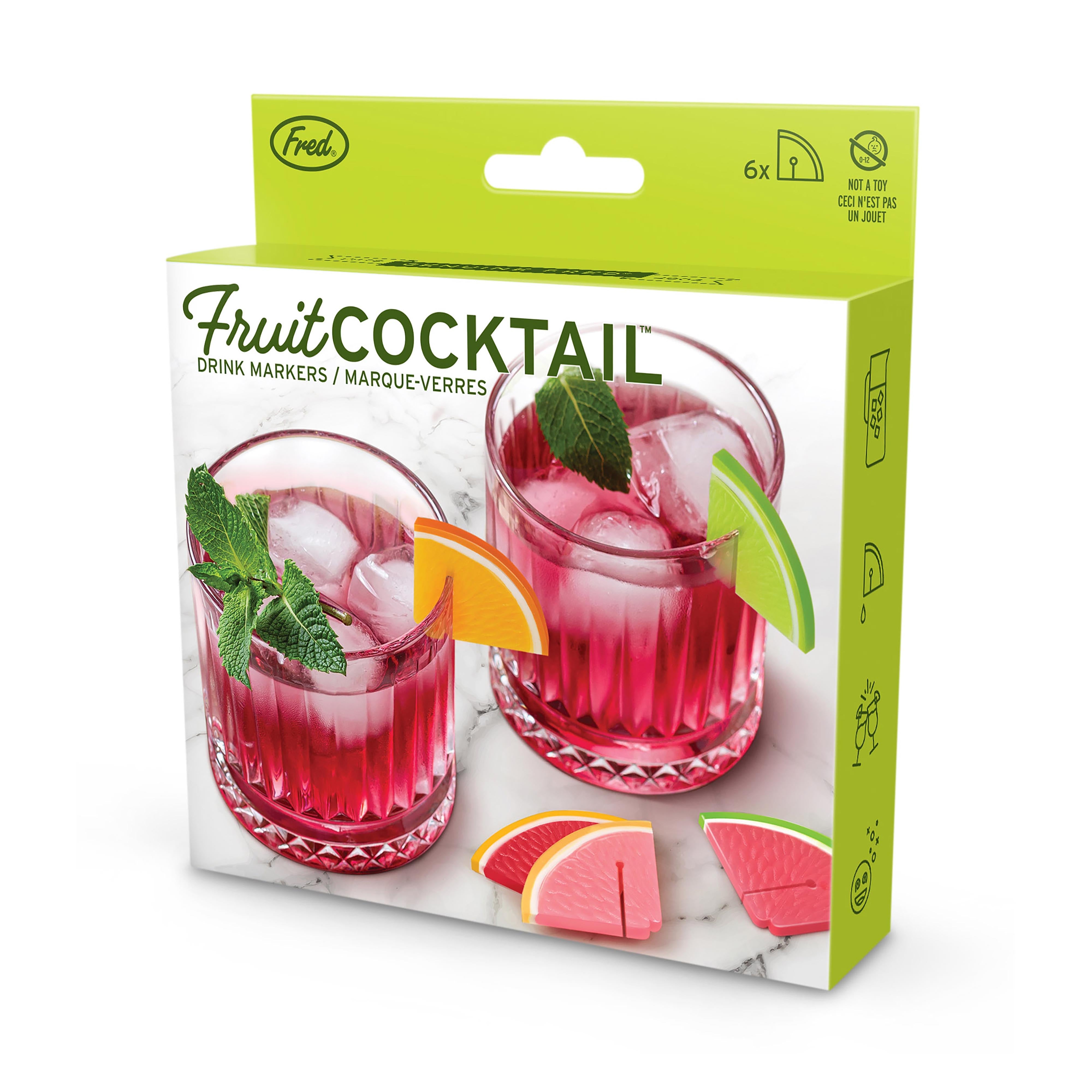 Fred Fruit Cocktail Drink Markers 6 Piece Set Multi-Coloured