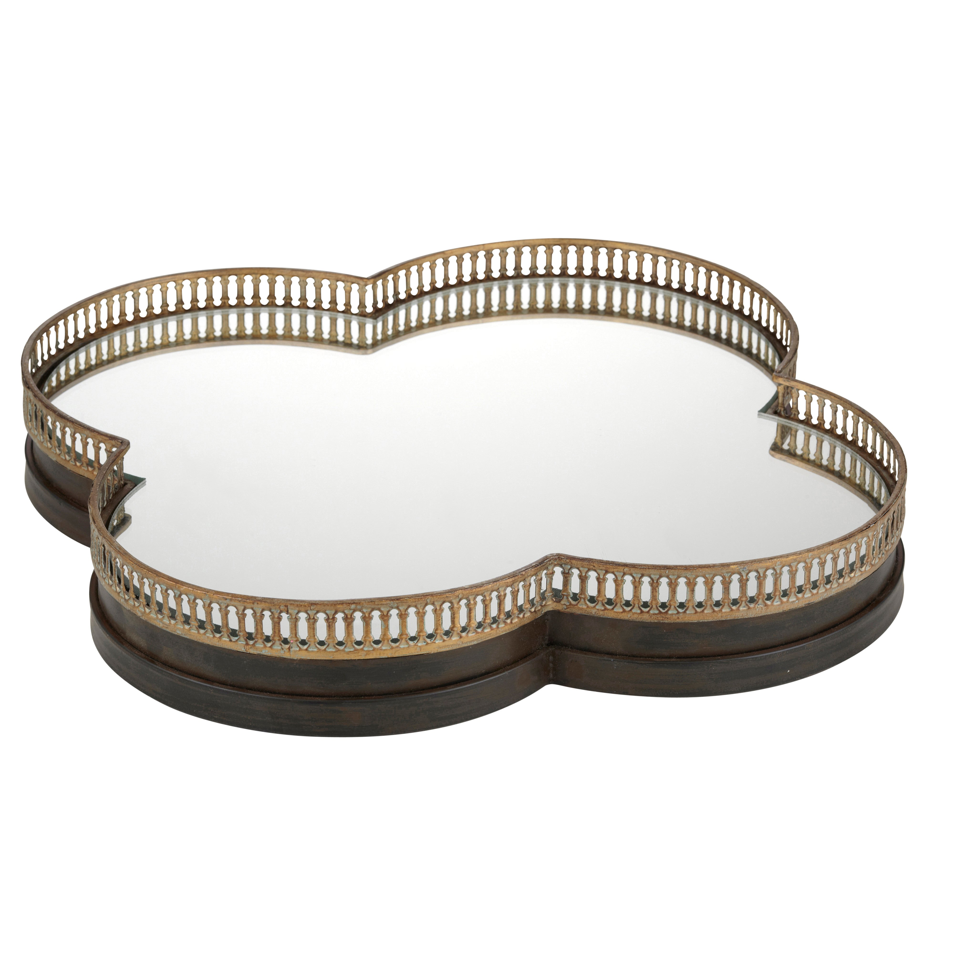 Amalfi Clover Mirror/Tray Antique Gold