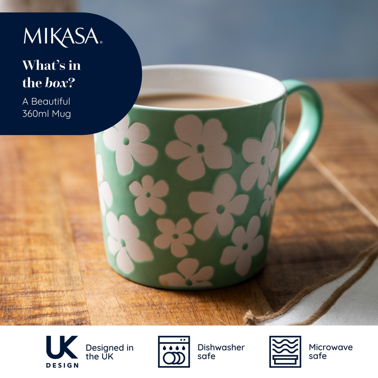 Mikasa Stoneware Mug 360ml (Blue Flower)