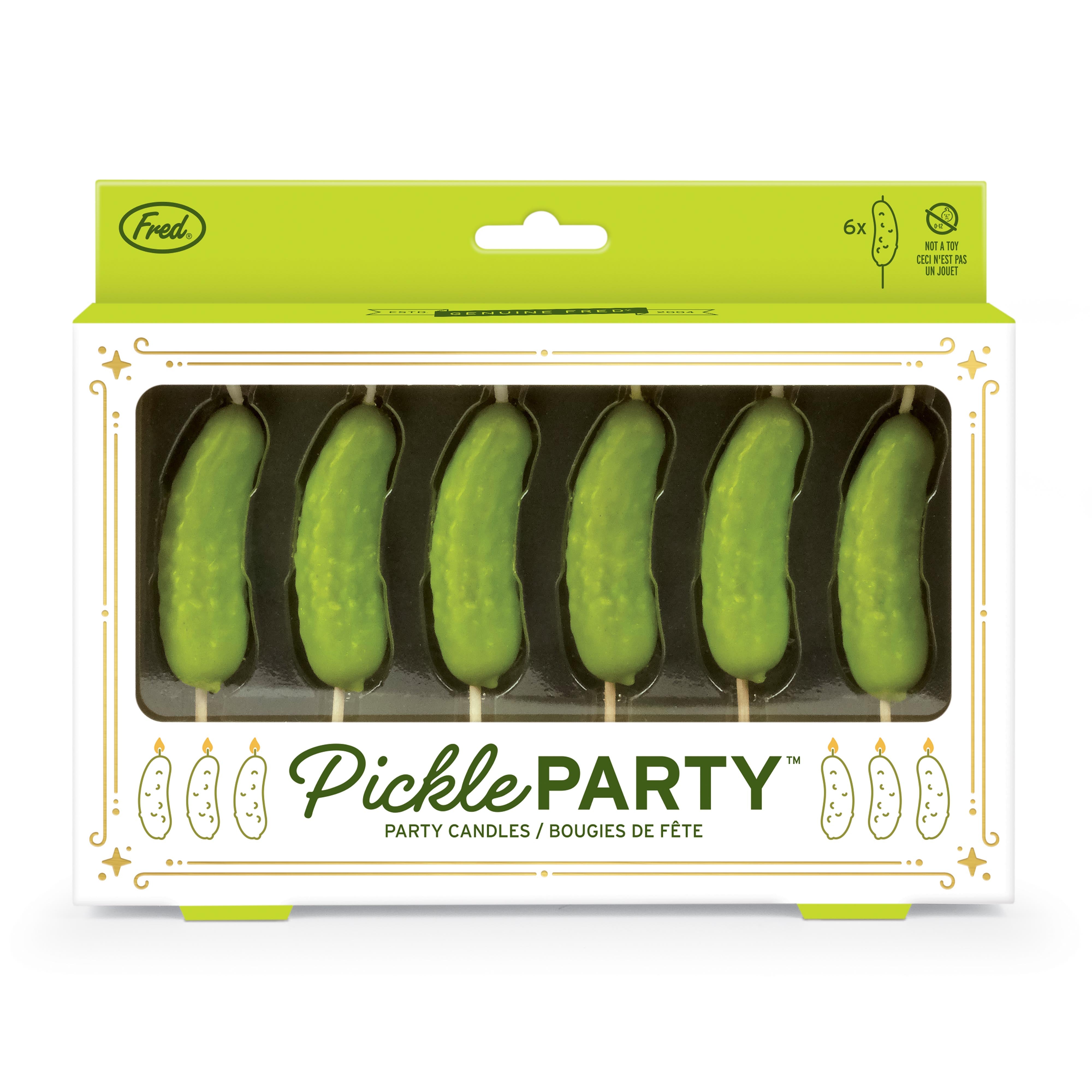Fred Pickle Party Birthday Candles 6 Piece Set Green