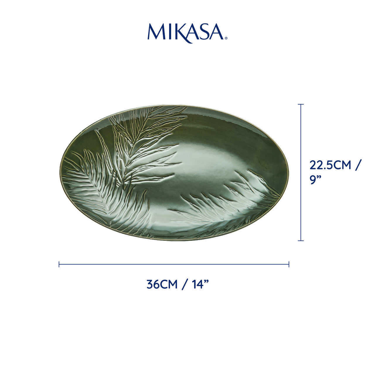 Mikasa Jardin Stoneware Oval Serving Platter 36cm (Green)