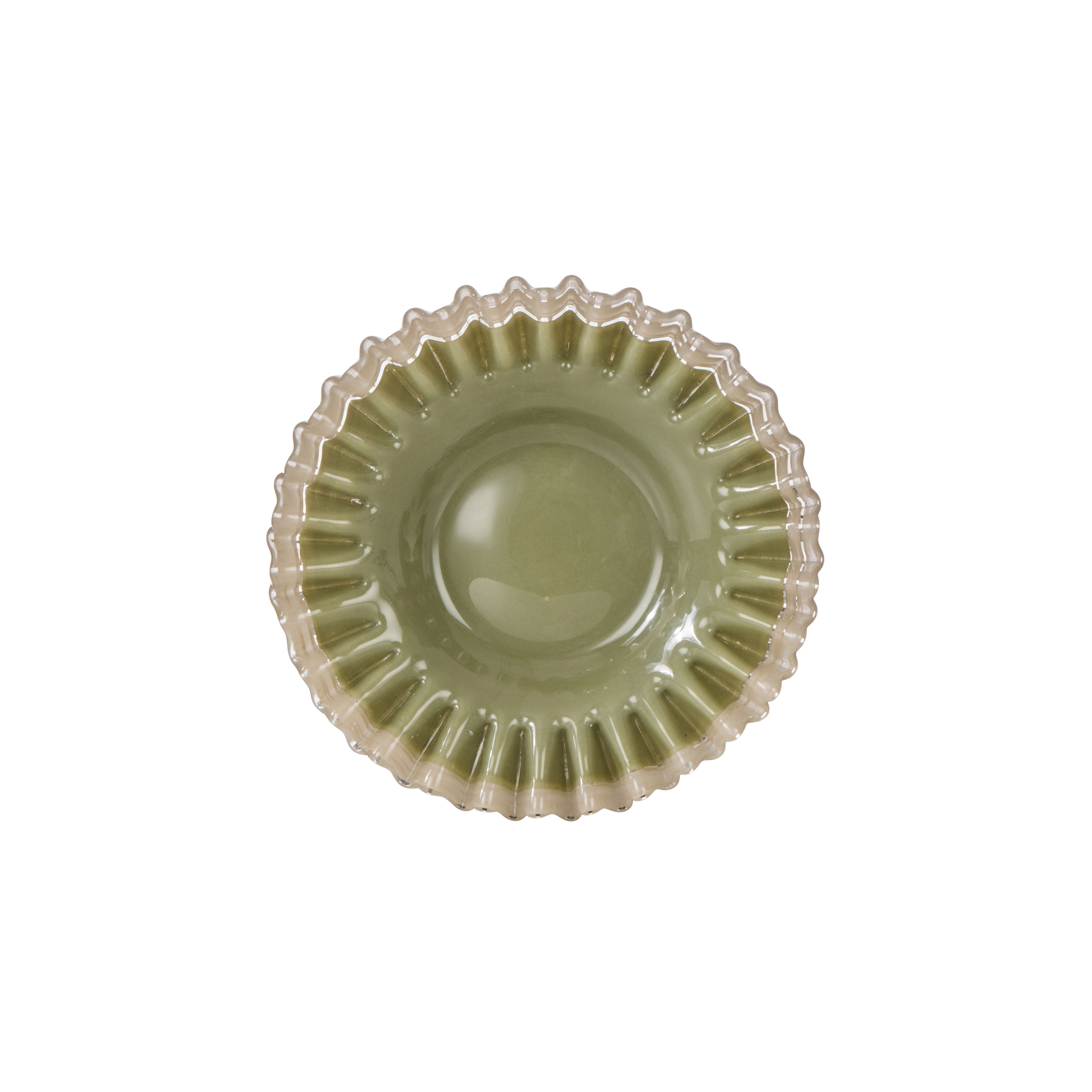Amalfi Sigrid Frill Dish Small Green & Grey