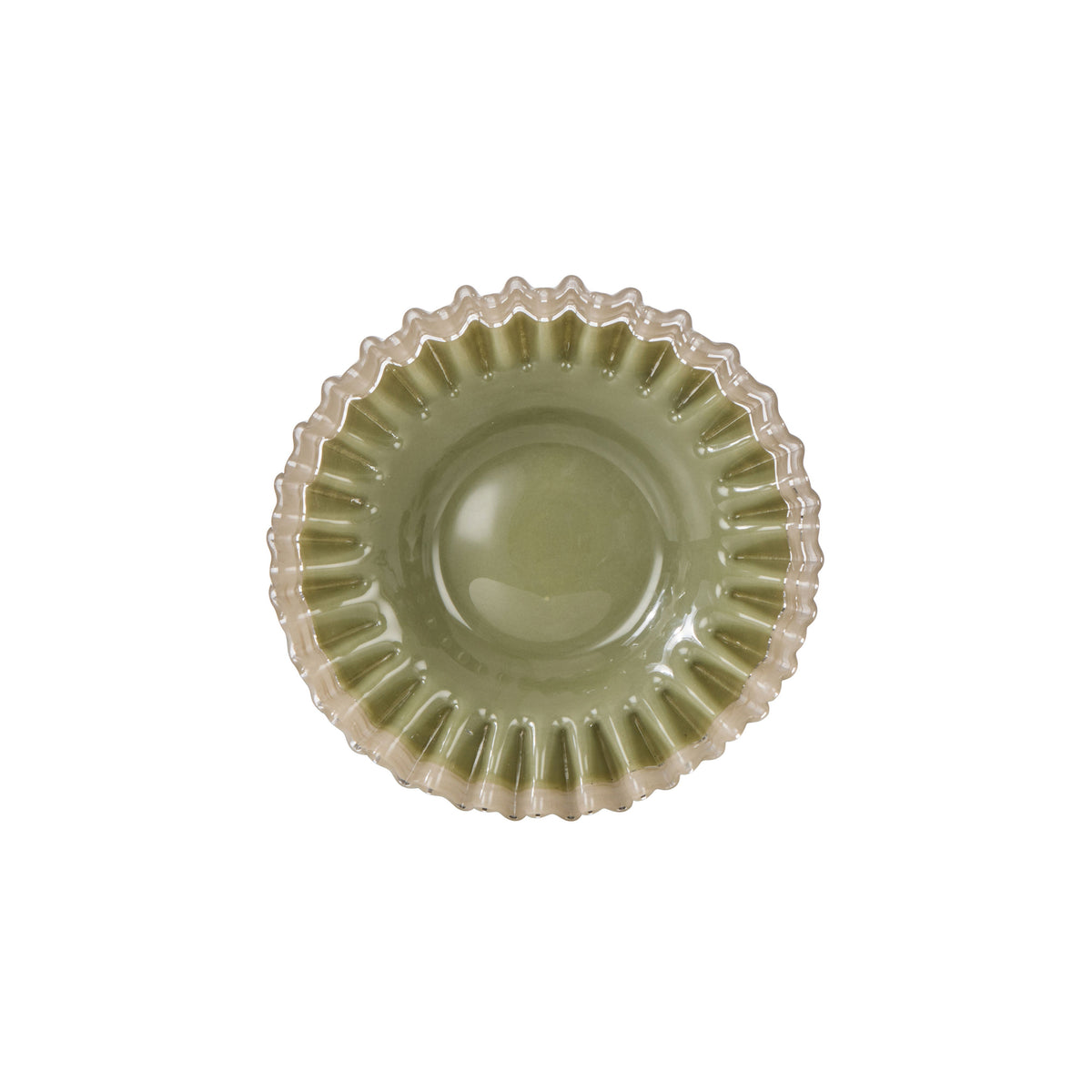 Amalfi Sigrid Frill Dish Small Green & Grey