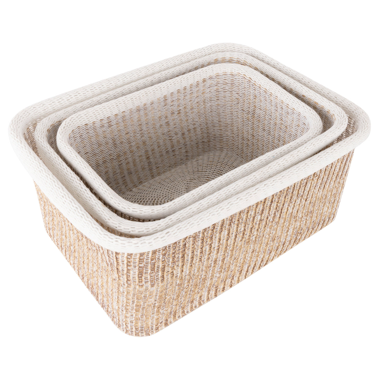 Amalfi Arlow Collection Basket 3 Piece Set Natural & White