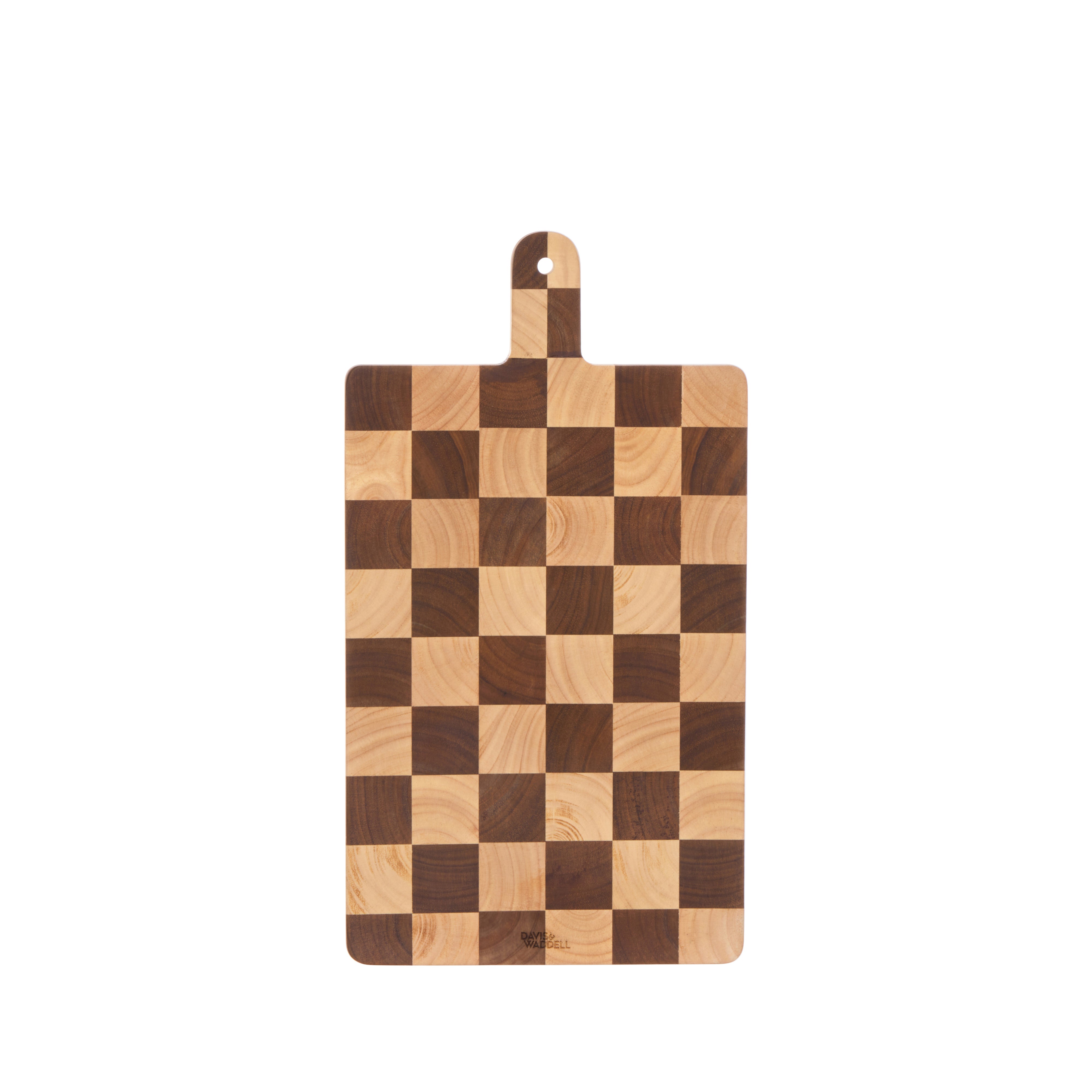 Davis & Waddell Hudson Acacia Wood Checkerboard Serving Board with Handle 44cm Natural