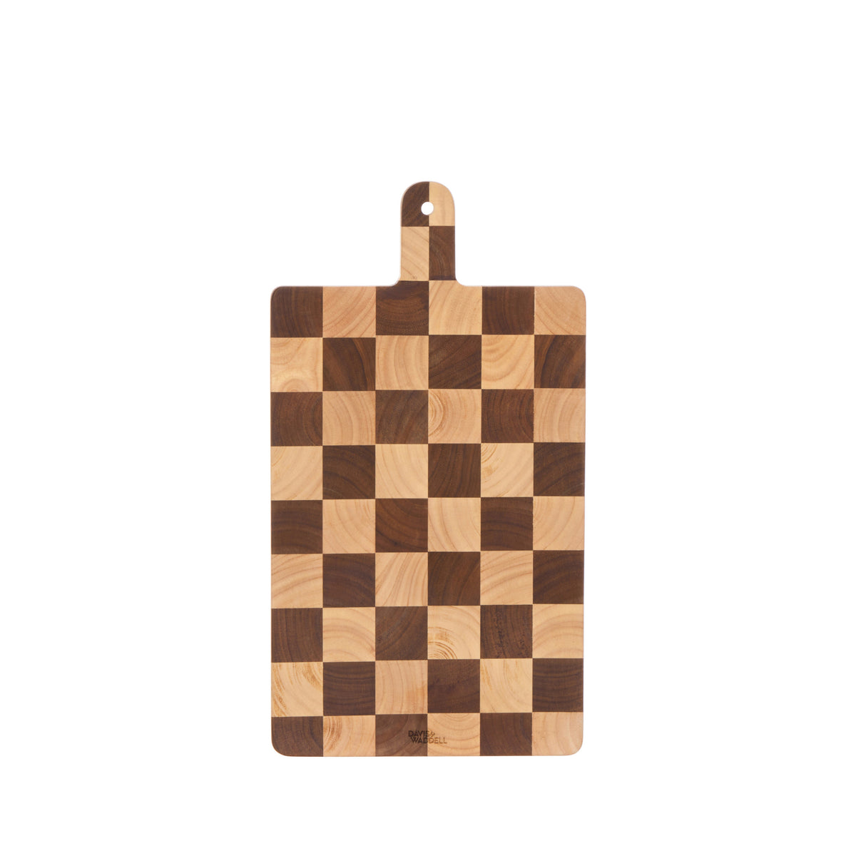Davis & Waddell Hudson Acacia Wood Checkerboard Serving Board with Handle 44cm Natural