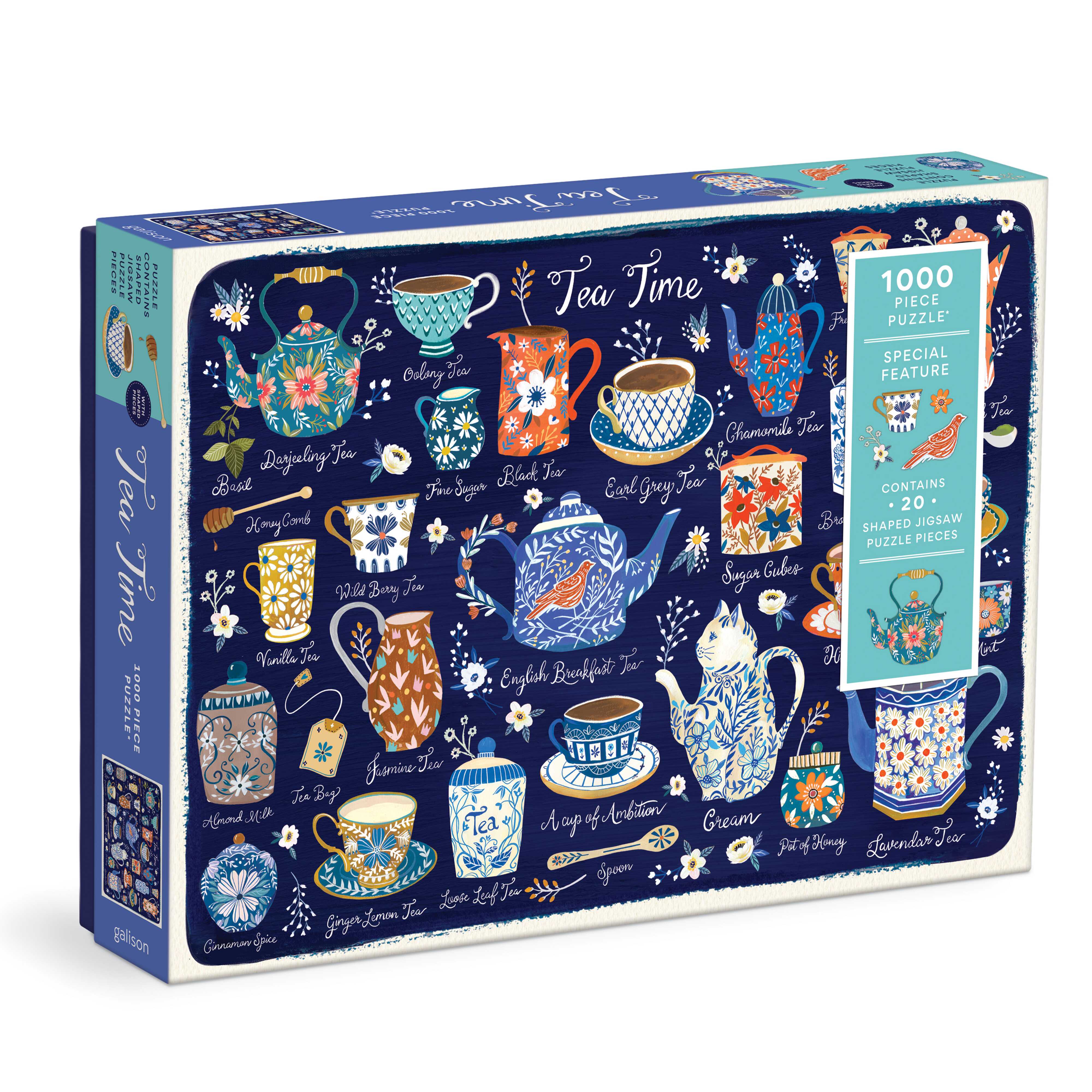 Galison Tea Time Puzzle with Shaped Pieces 1000 Piece