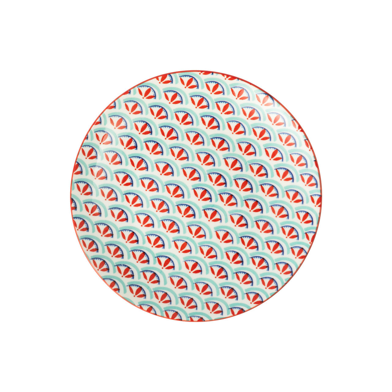 Mikasa Stoneware Side Plate 18cm (Green & Blue Geometric)