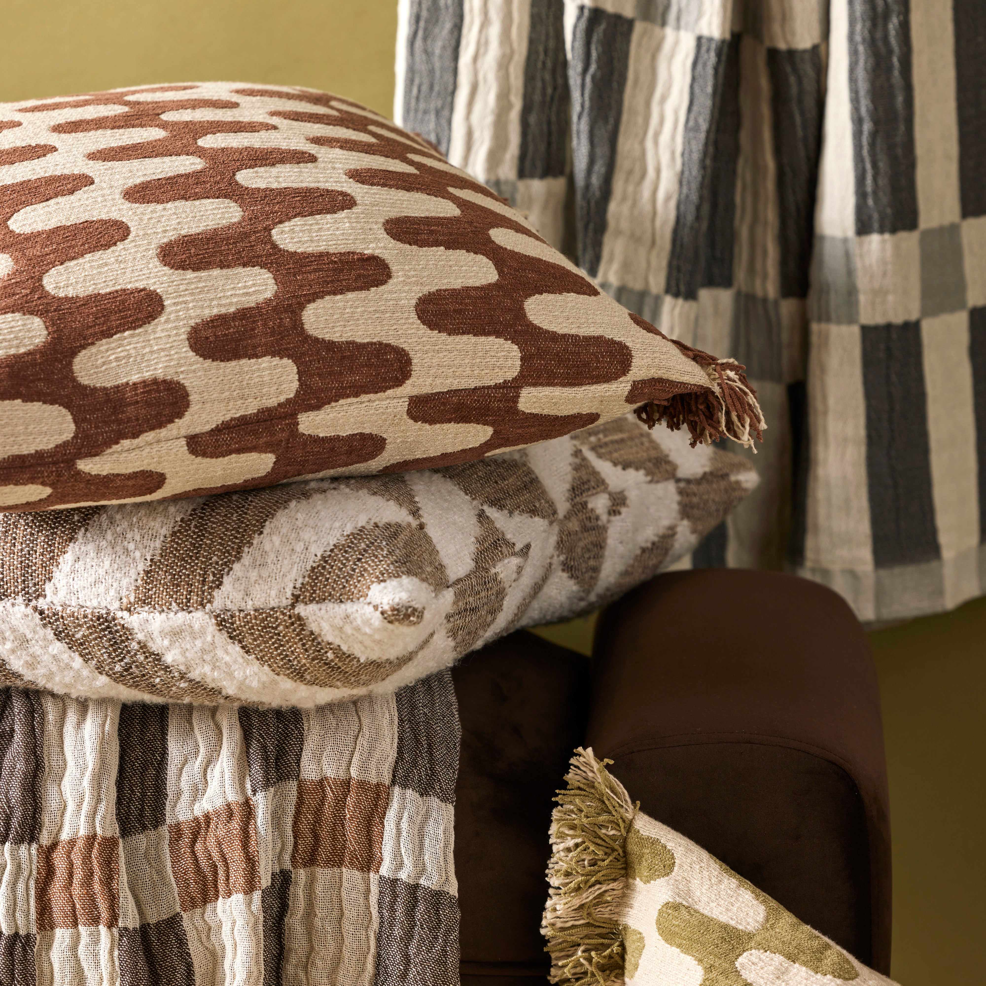 Academy Arlow Muslin Throw Rust Multi-Coloured