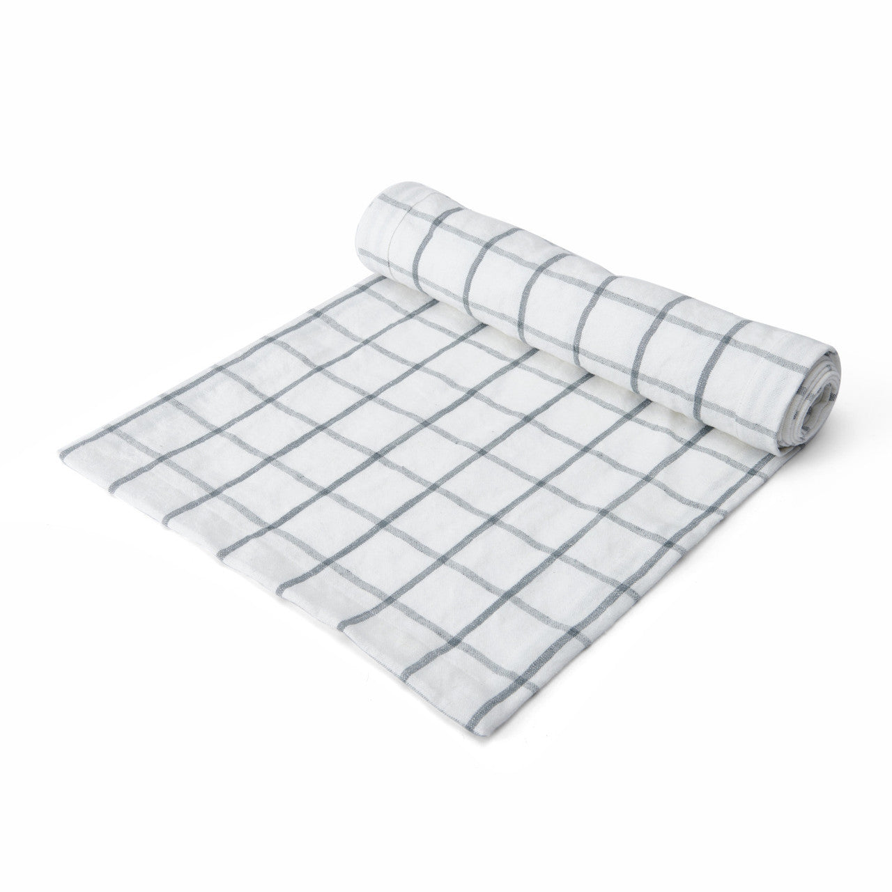 Mikasa Cotton & Linen Blend Check Table Runner 230cm (Grey)