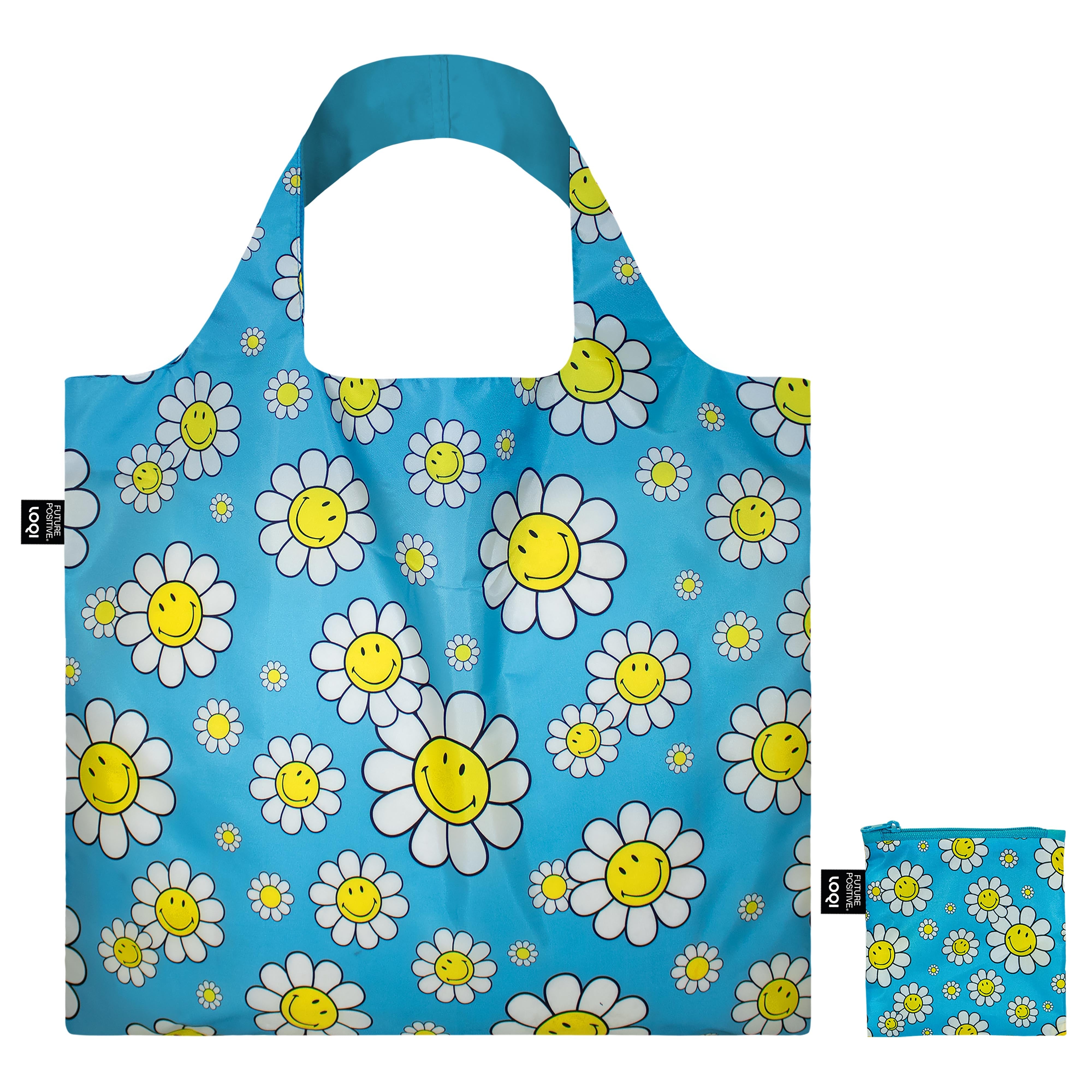 LOQI Smiley Flowers Tote Bag Aquarius