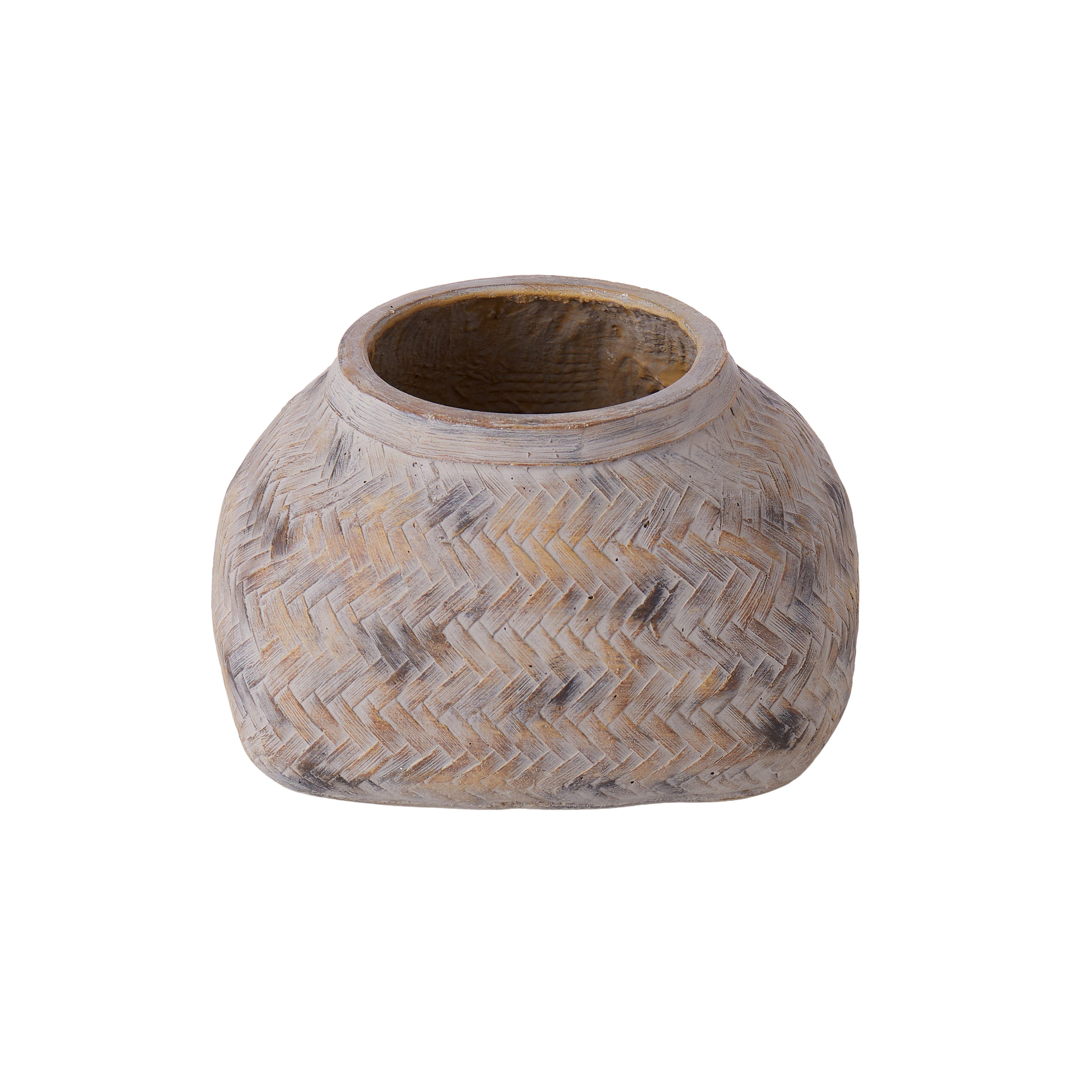 Rogue Distressed Cement Weave Vessel Multi-Coloured 25 x 15cm