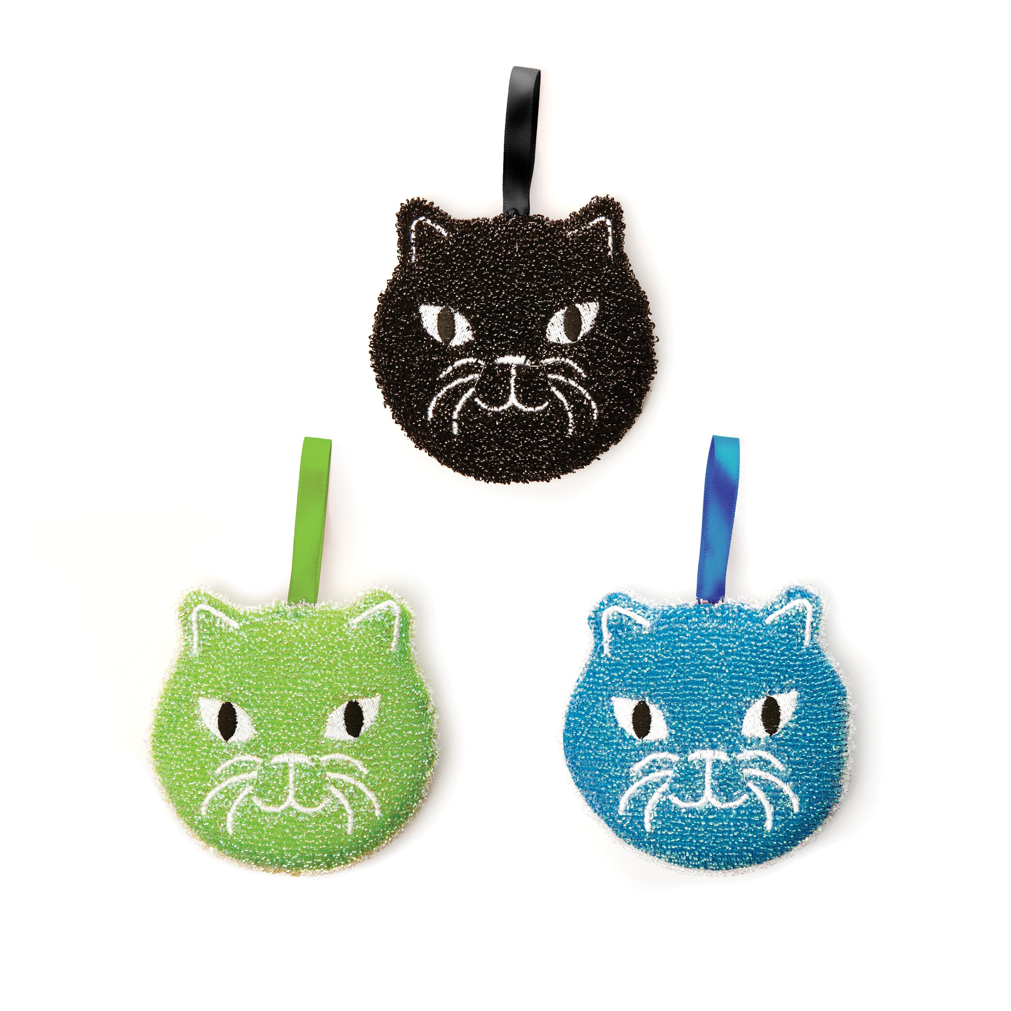 Kikkerland Cat Sponges 3 Piece Set Multi-Coloured