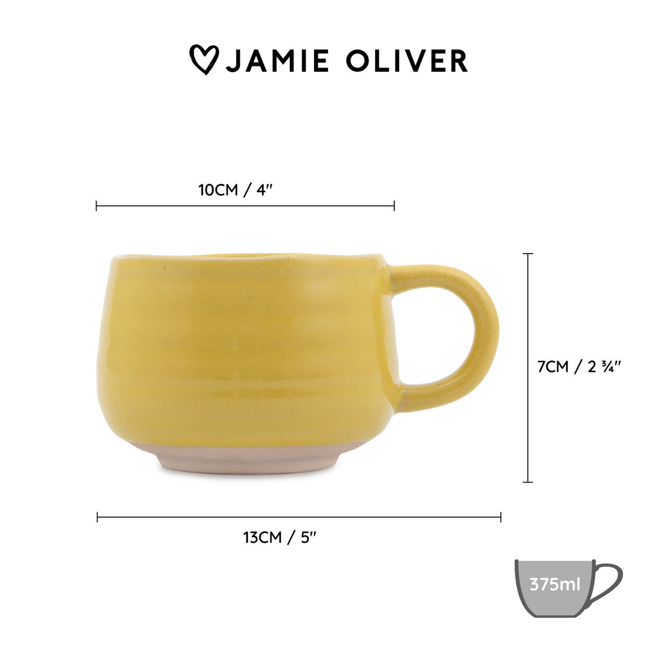 Jamie Oliver Big Love 375ml Cosy Cuppa Mug Yellow