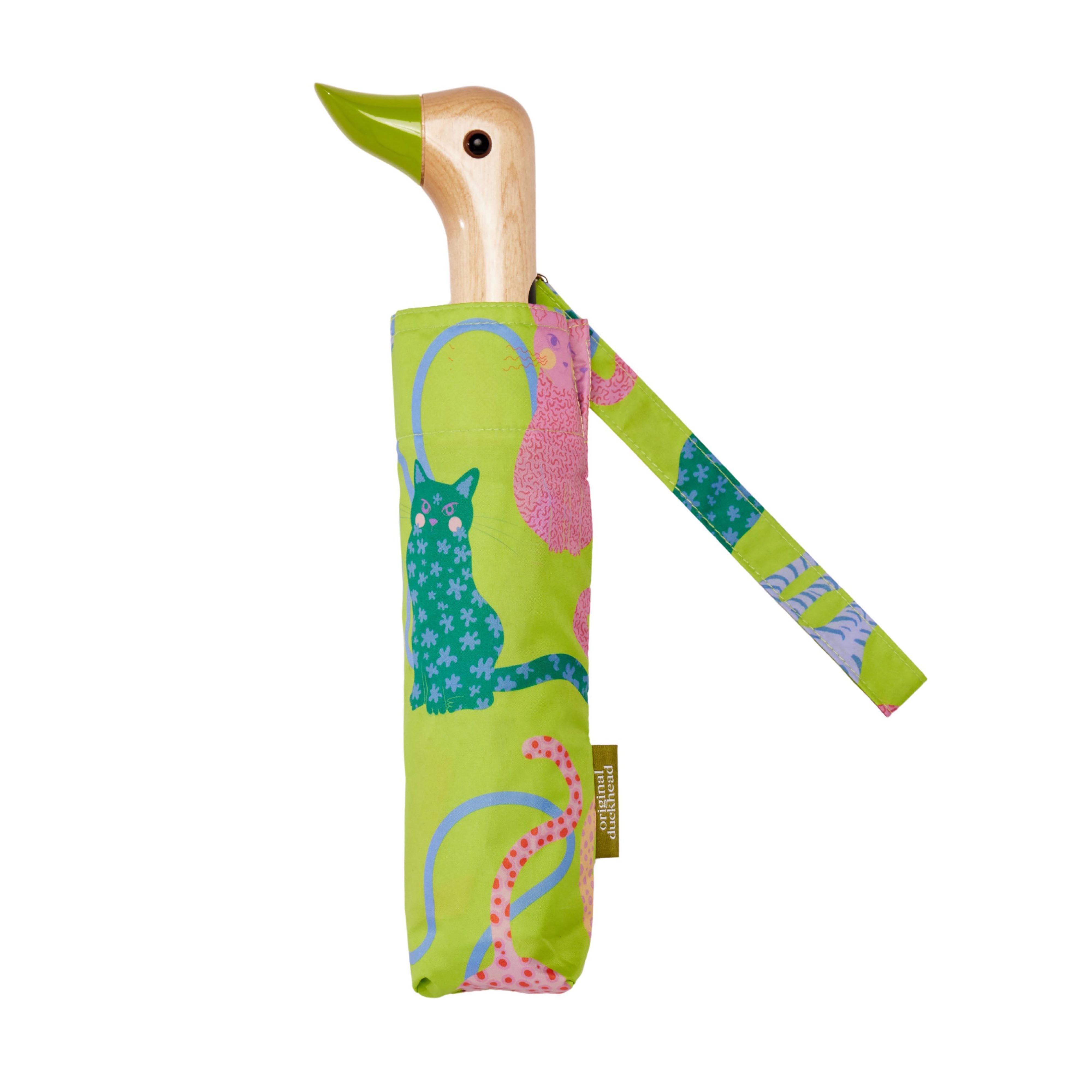 Original Duckhead Duck Umbrella Compact Arty Cats Lime
