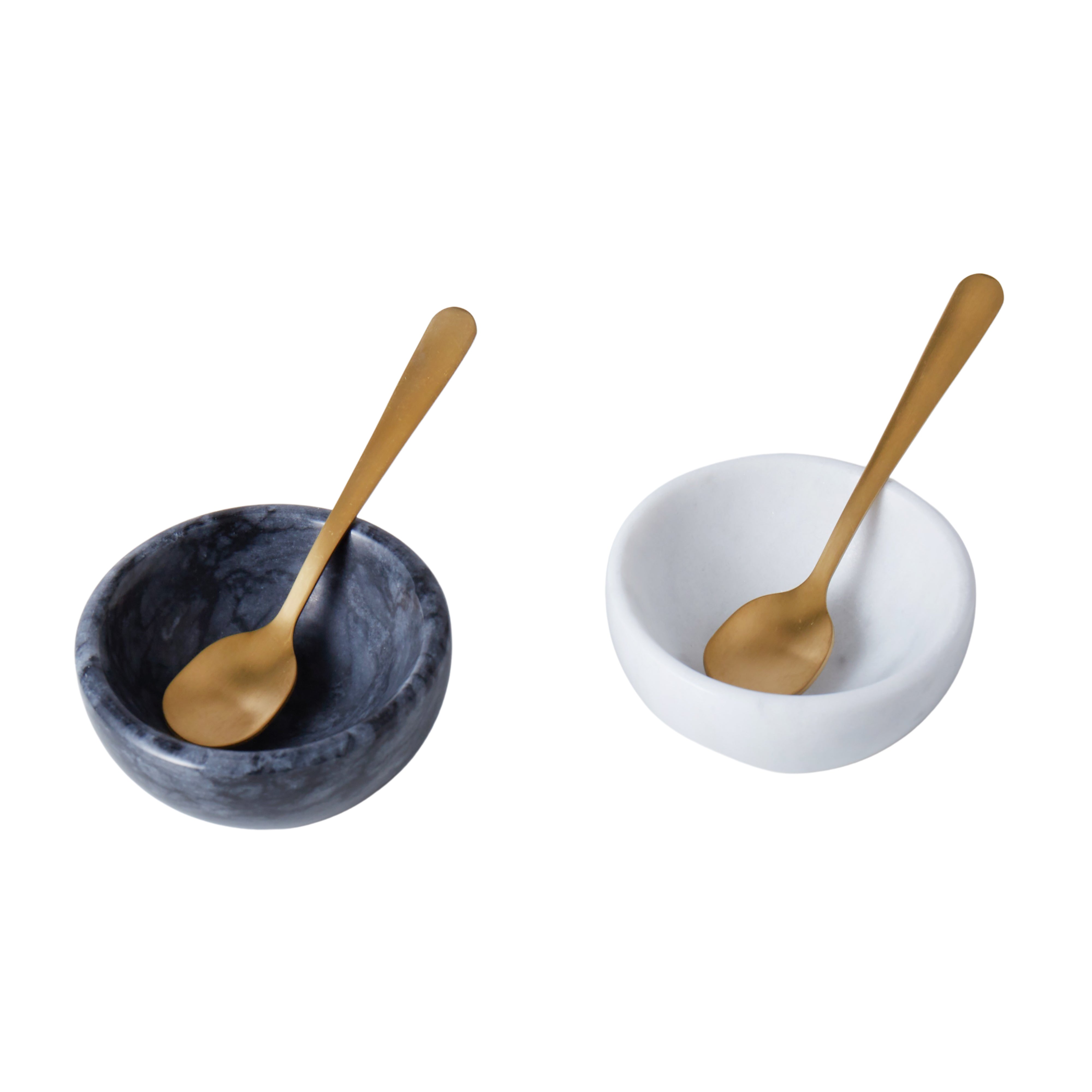 Davis & Waddell Nuvolo Marble Pinch Pot & Spoon 4 Piece Set Grey & Black