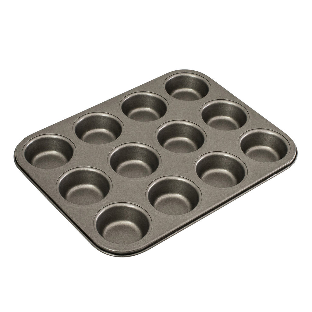 Steel Muffin Pan For 12 Large Muffins, Non-Stick, 35 X 26.5 Cm, Cupcake Pan,  Brownie Pan, Cake Pan, Baking Pan, Silver 