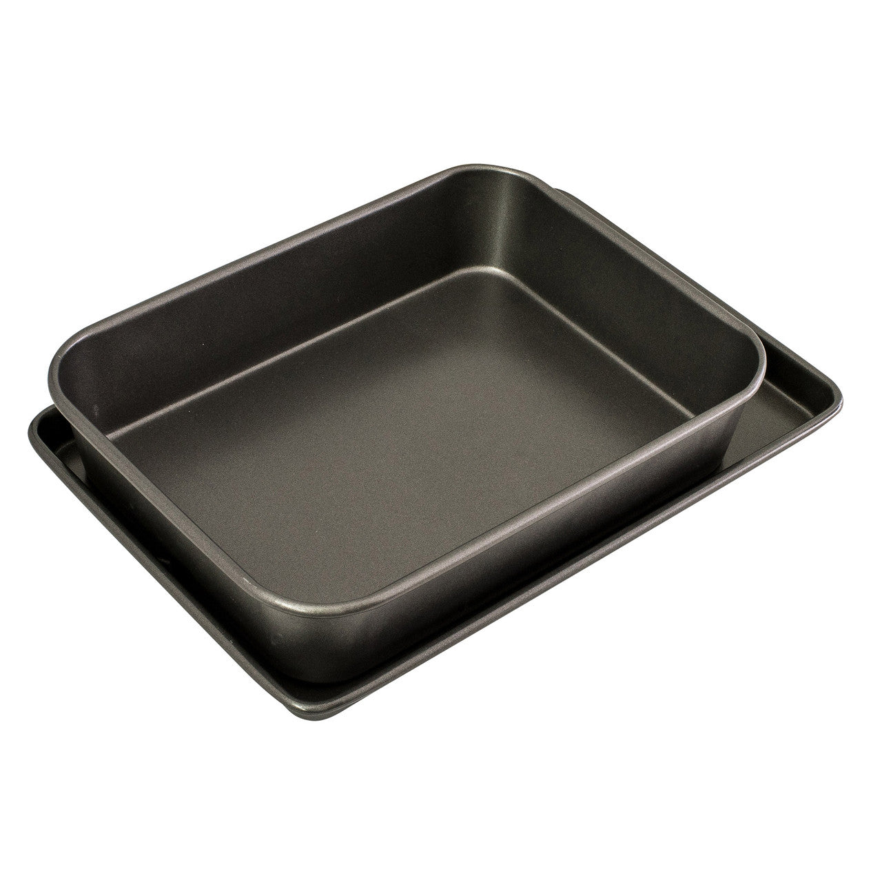 Bakemaster Bakeware Twin Pack (Roasting Pan/Oven Tray), 34 x 26 x 7cm & 39 x 27 x 2cm - Non-stick