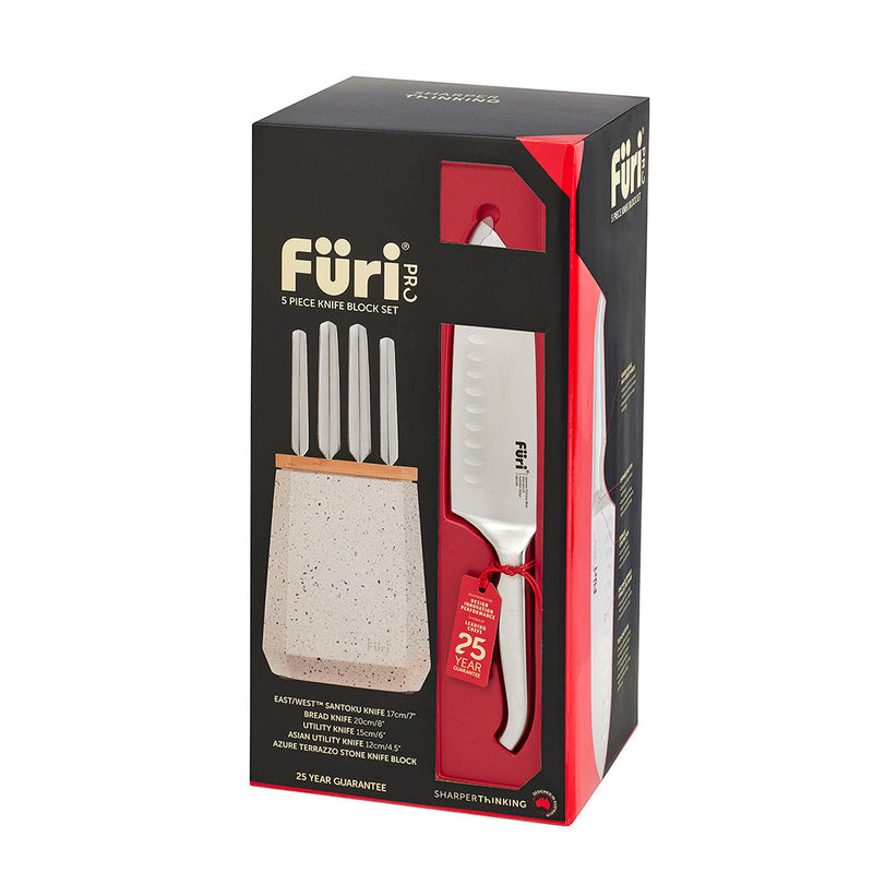 Furi Stone 5-Piece Knife Block Set - Azure Terrazo