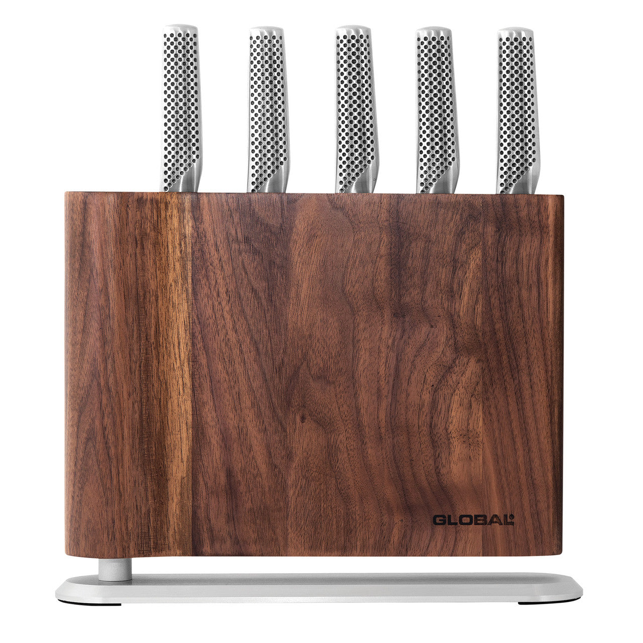 Global UKU 6 Piece Knife Block Set - Walnut