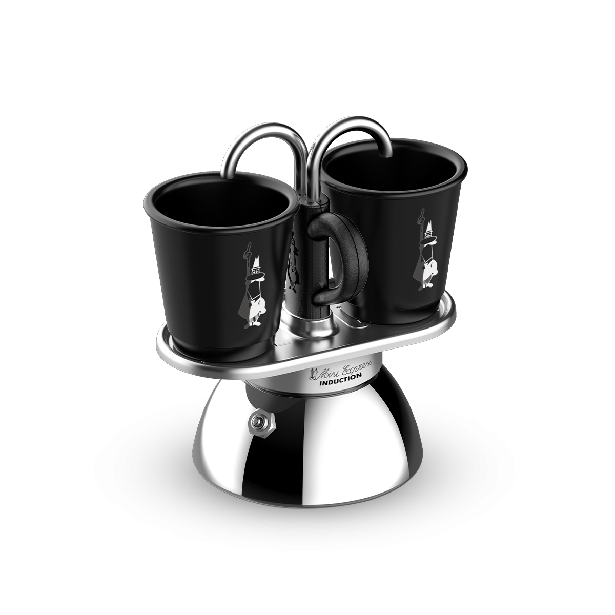 Bialetti Mini Express Induction Black – 2 Cup (60 ml) with Bicchierini Cups